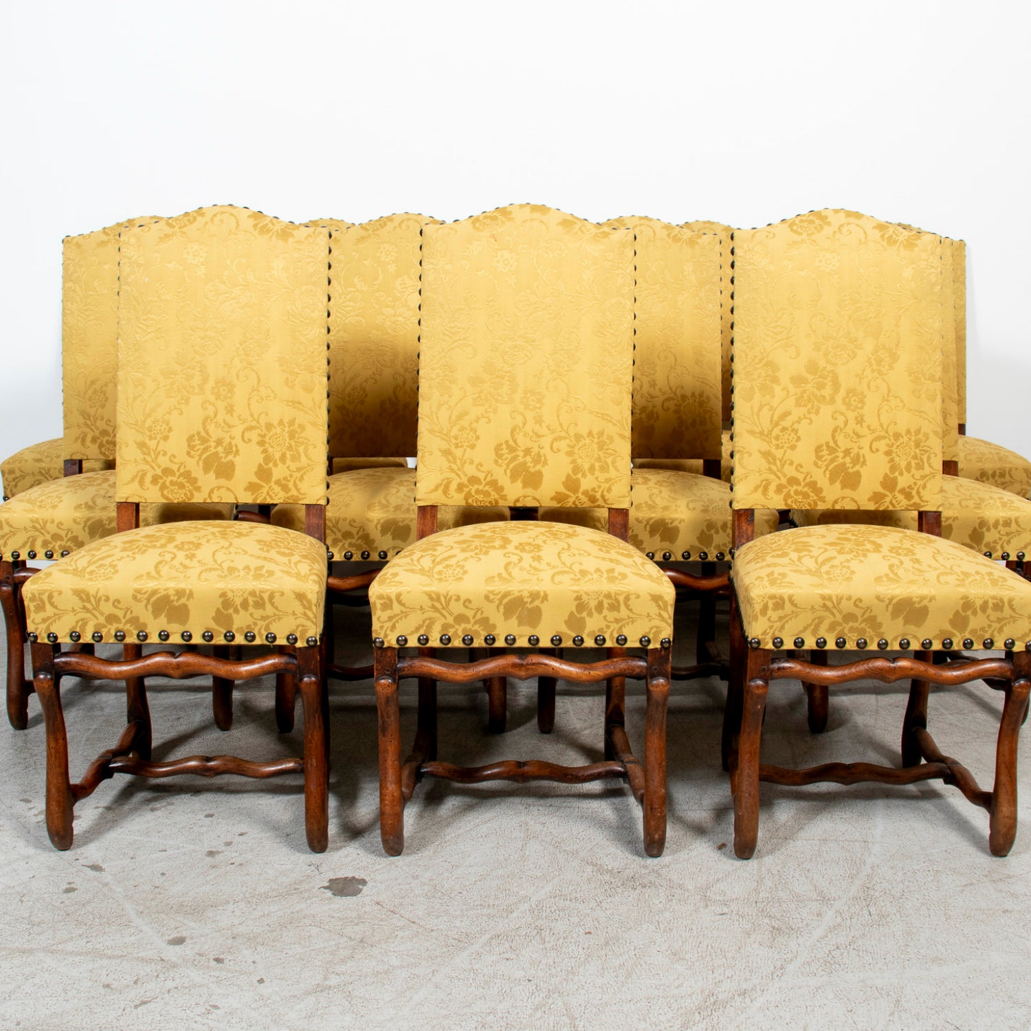Set of 12 19th Century French Louis XIII Style Os de Mouton Dining Chairs