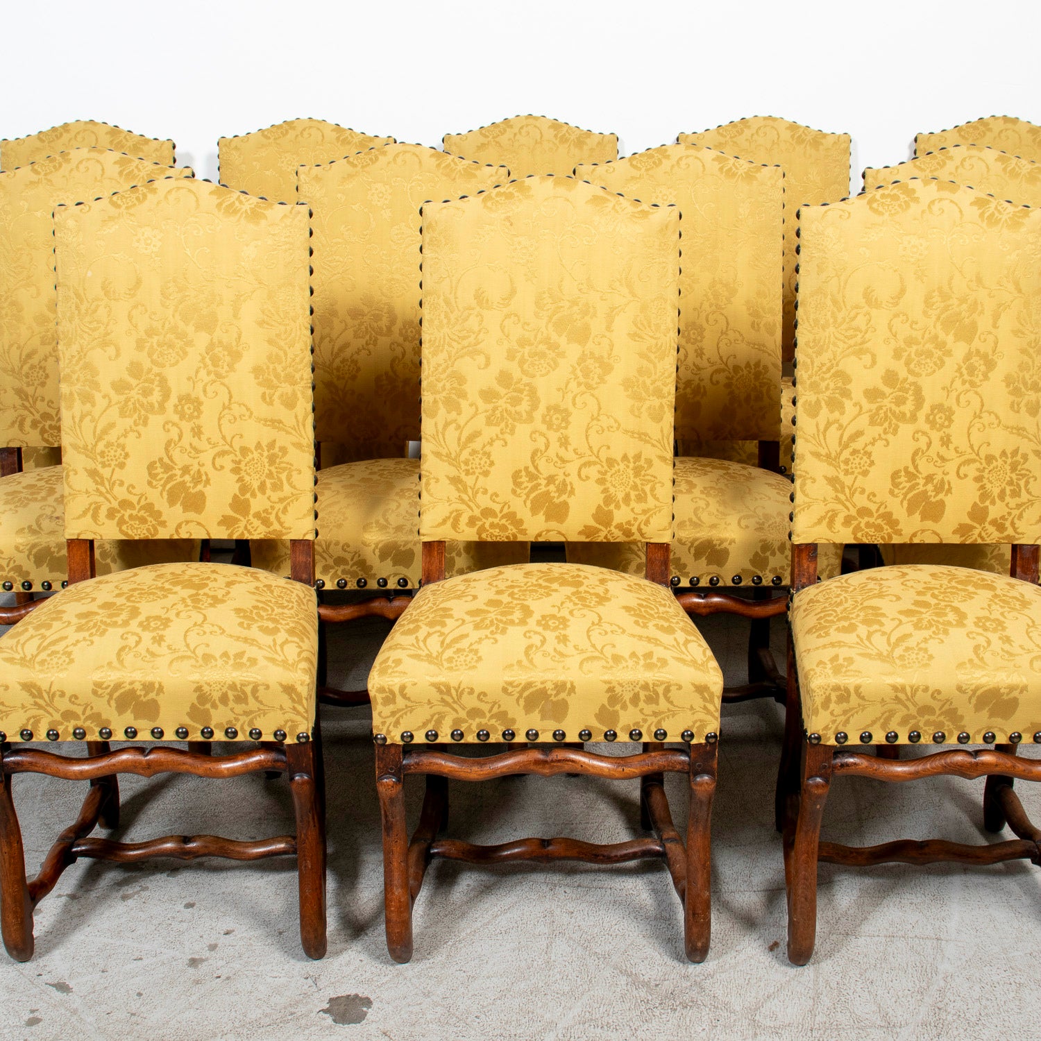 Set of 12 19th Century French Louis XIII Style Os de Mouton Dining Chairs