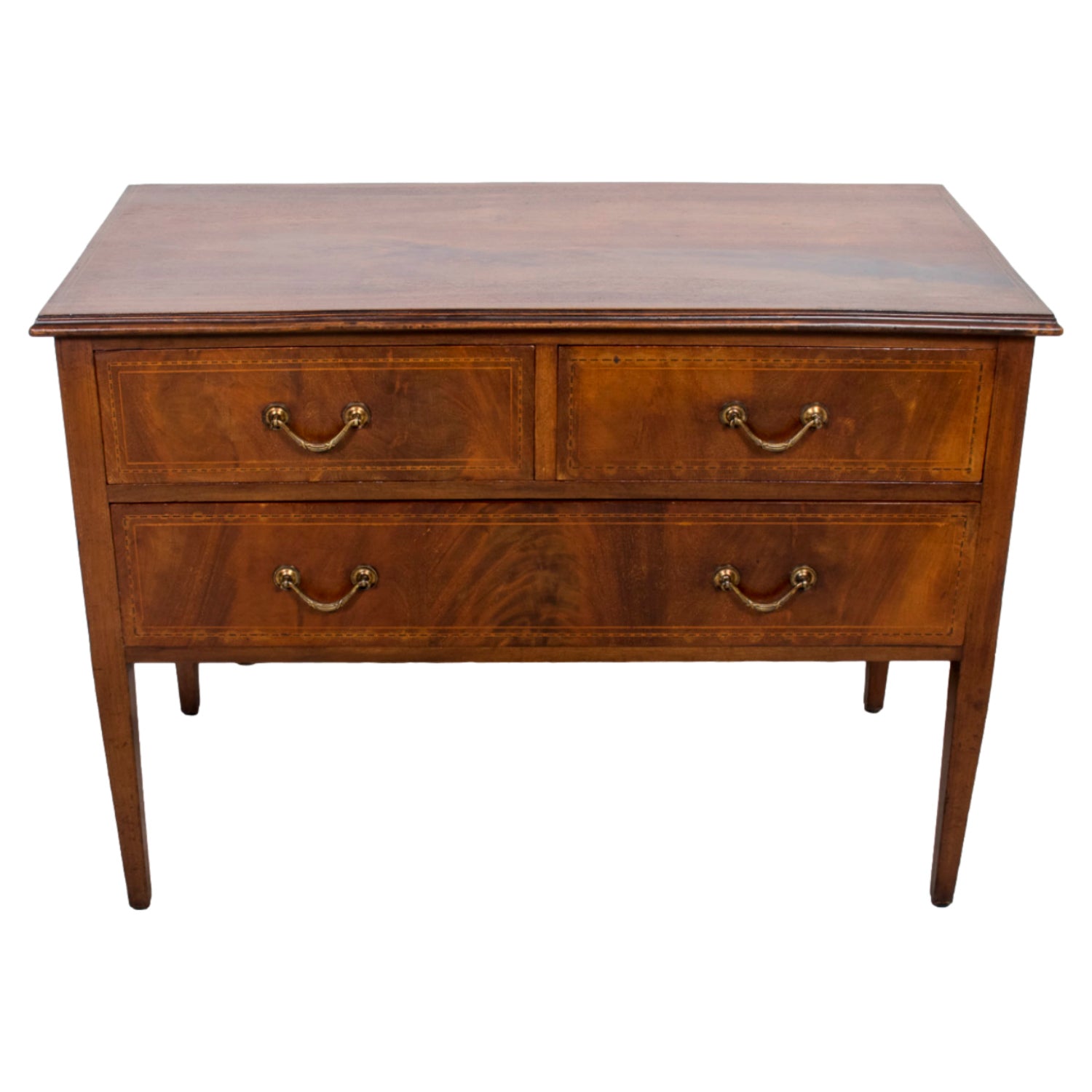 Late 19th Century French Louis XVI Style Walnut Commode Sauteuse with Fruitwood Marquetry