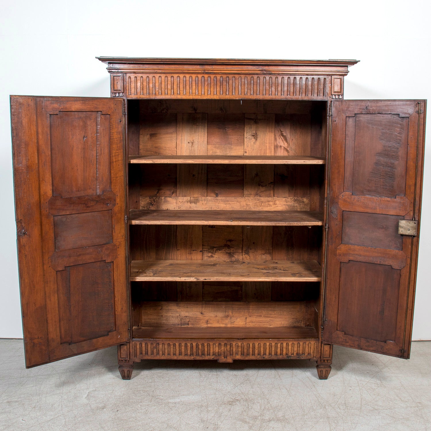 Rare 18th Century French Period Louis XVI Carved Walnut Armoire from Limoges