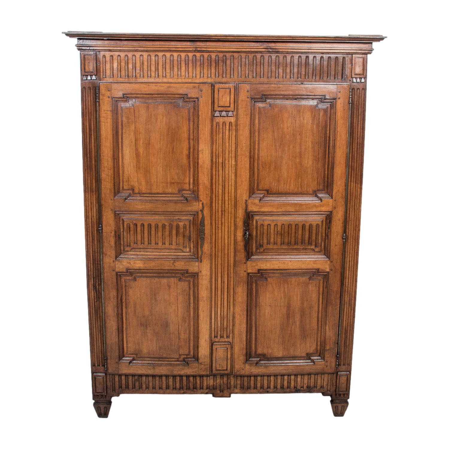 Rare 18th Century French Period Louis XVI Carved Walnut Armoire from Limoges
