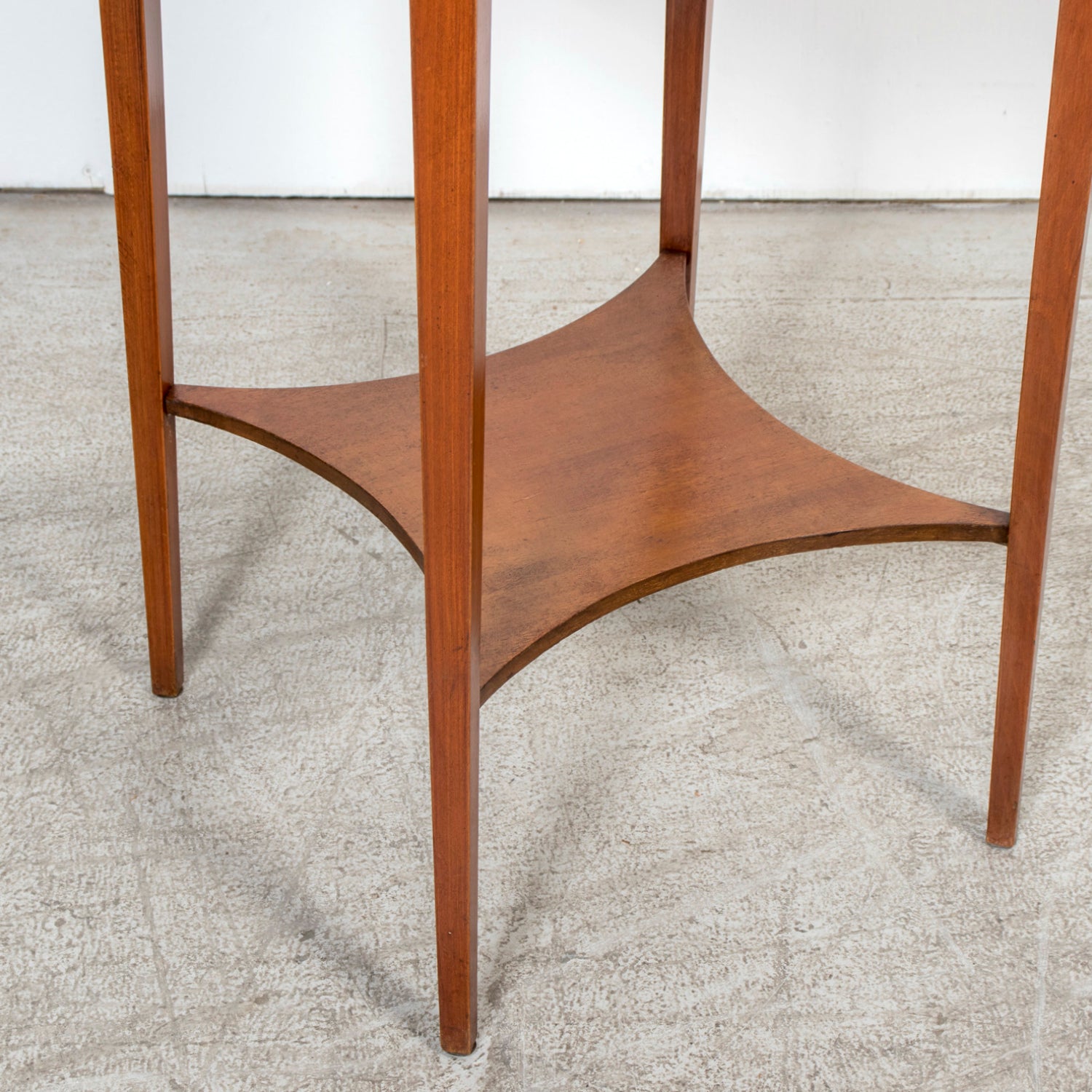 19th Century French Louis XVI Style Burled Walnut Gueridon with Shelf