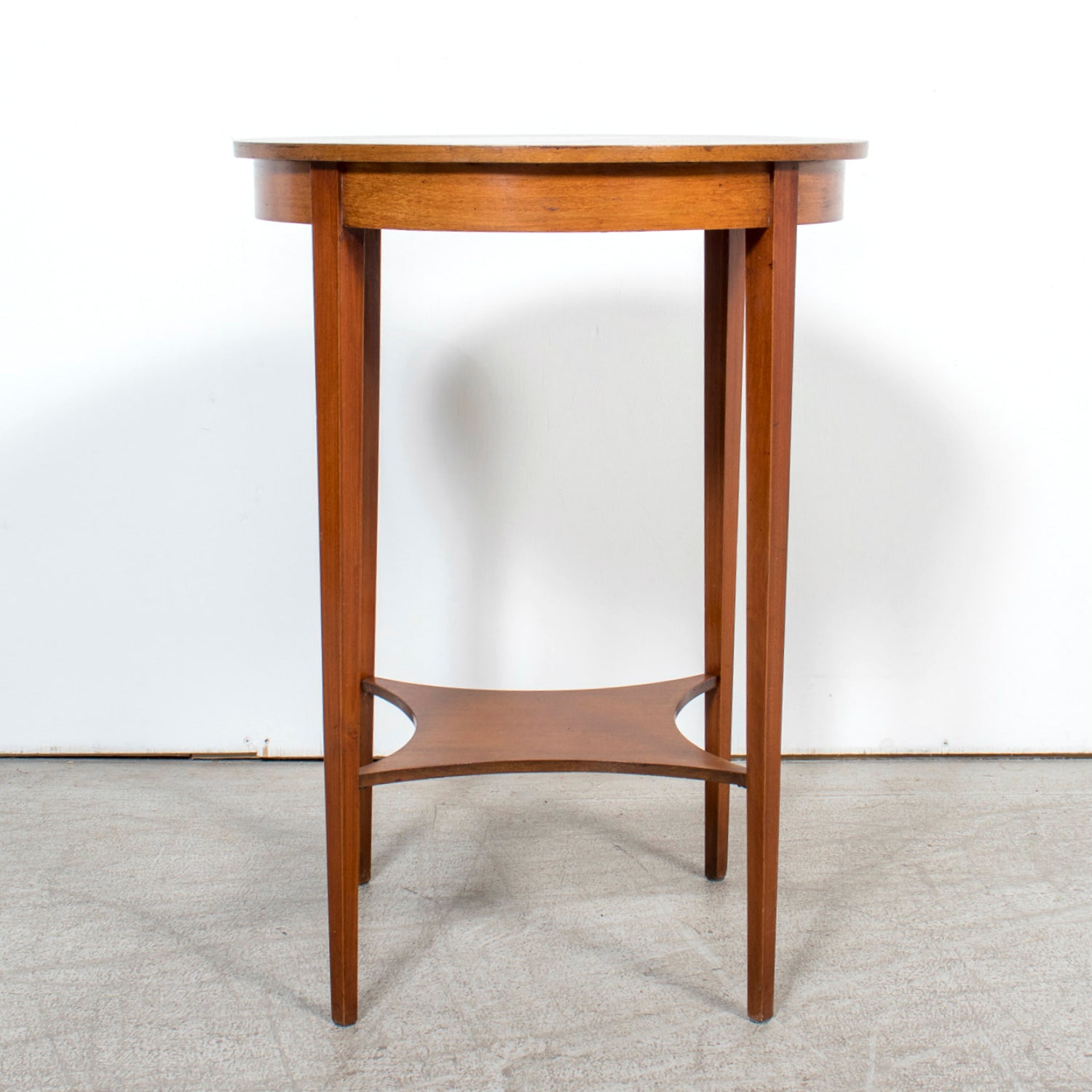 19th Century French Louis XVI Style Burled Walnut Gueridon with Shelf