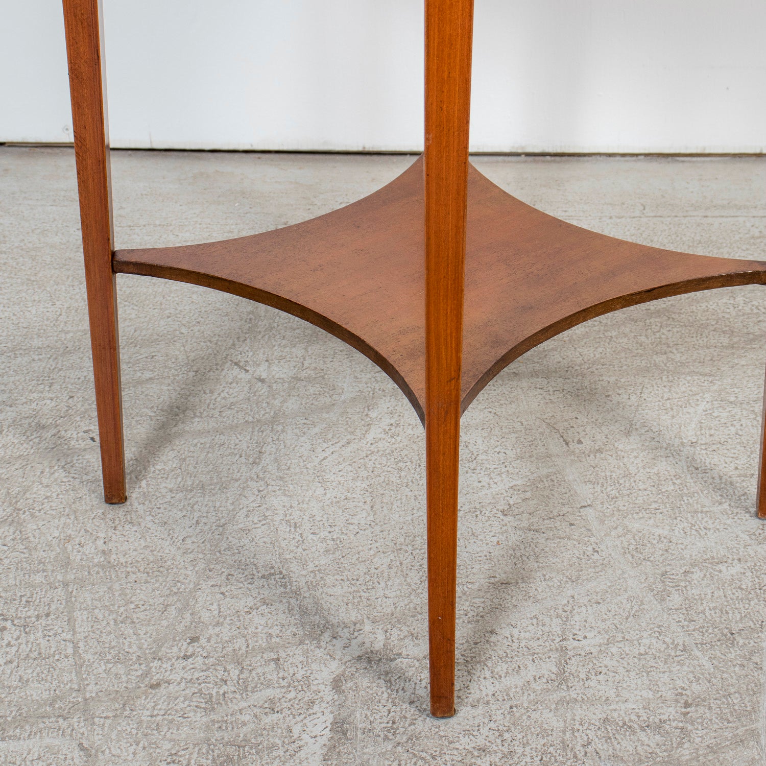 19th Century French Louis XVI Style Burled Walnut Gueridon with Shelf