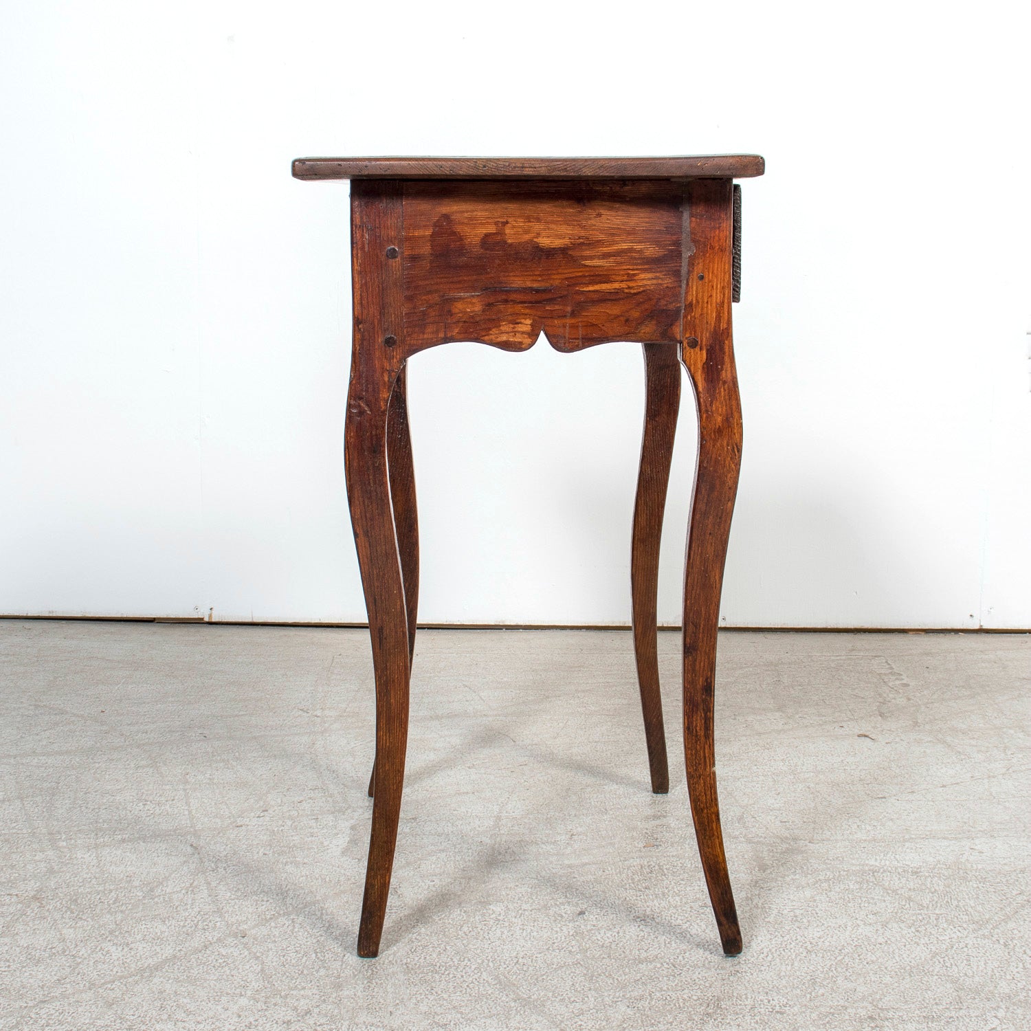 19th Century Louis XV Style French Country Pine Side Table with Drawer