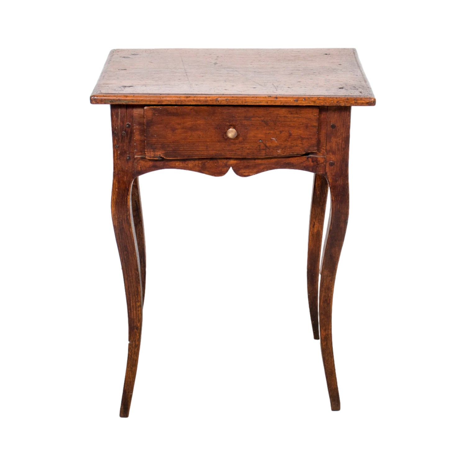 19th Century Louis XV Style French Country Pine Side Table with Drawer