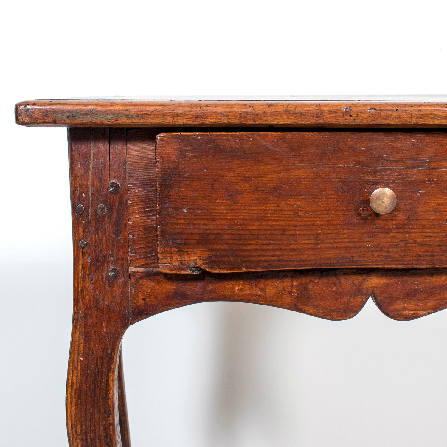 19th Century Louis XV Style French Country Pine Side Table with Drawer