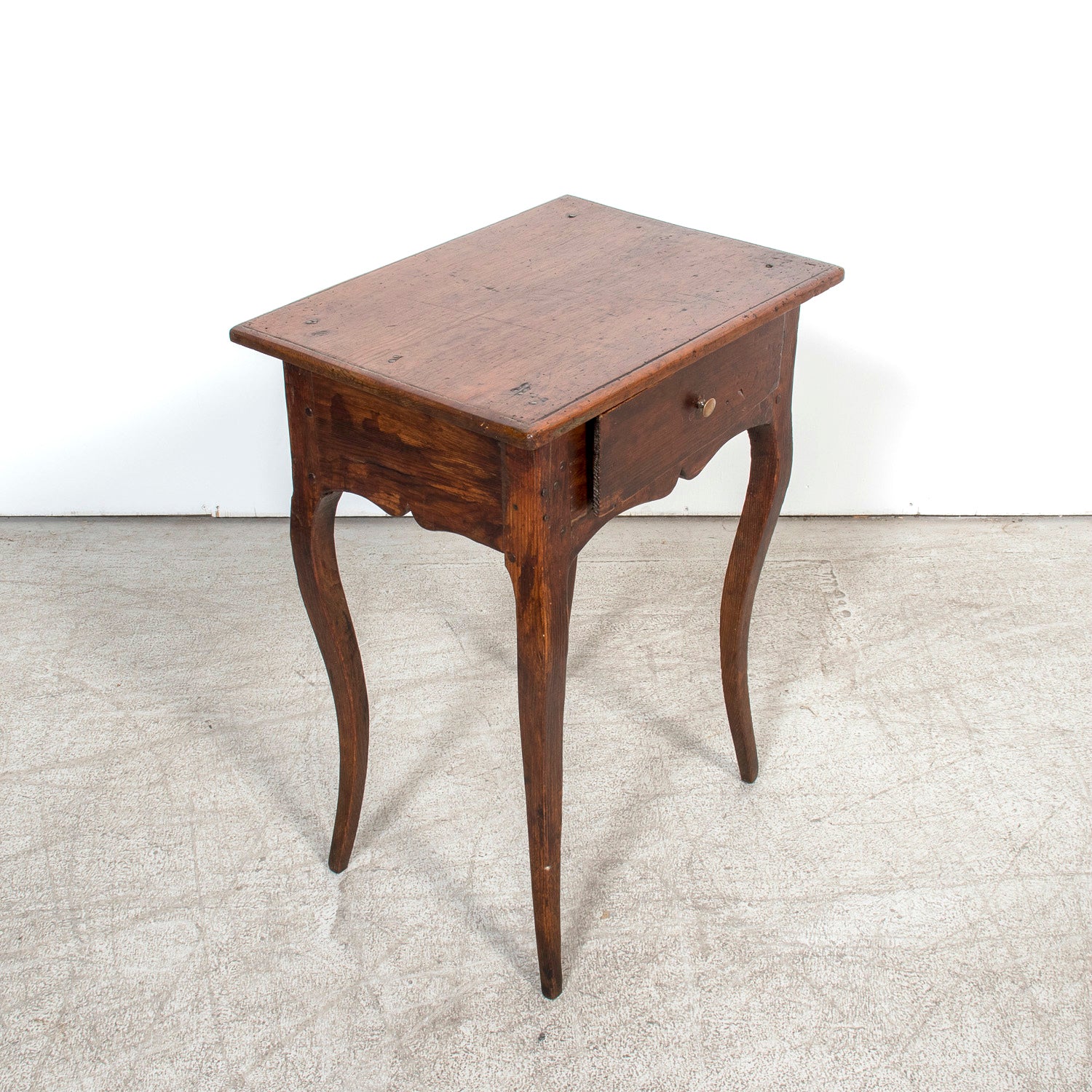 19th Century Louis XV Style French Country Pine Side Table with Drawer
