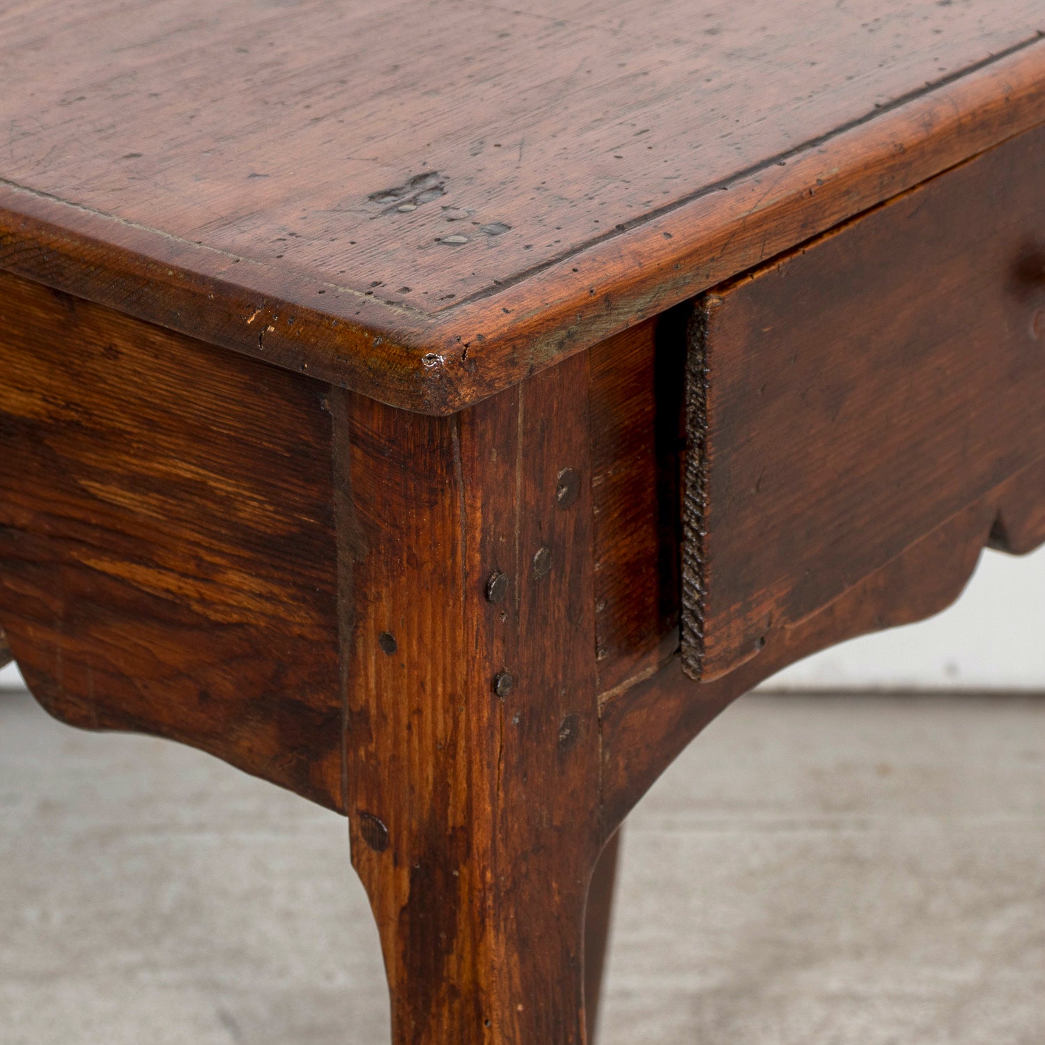 19th Century Louis XV Style French Country Pine Side Table with Drawer