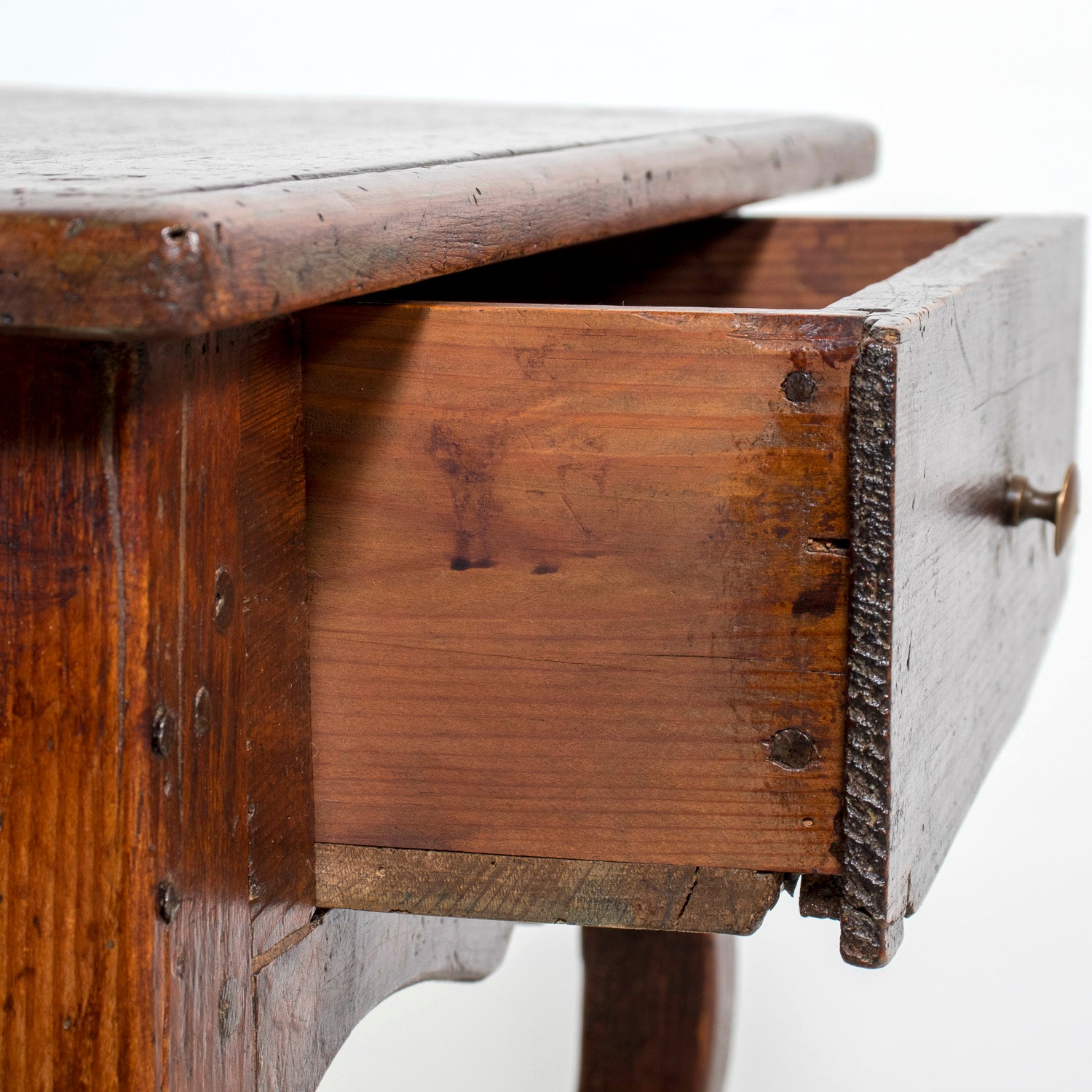 19th Century Louis XV Style French Country Pine Side Table with Drawer