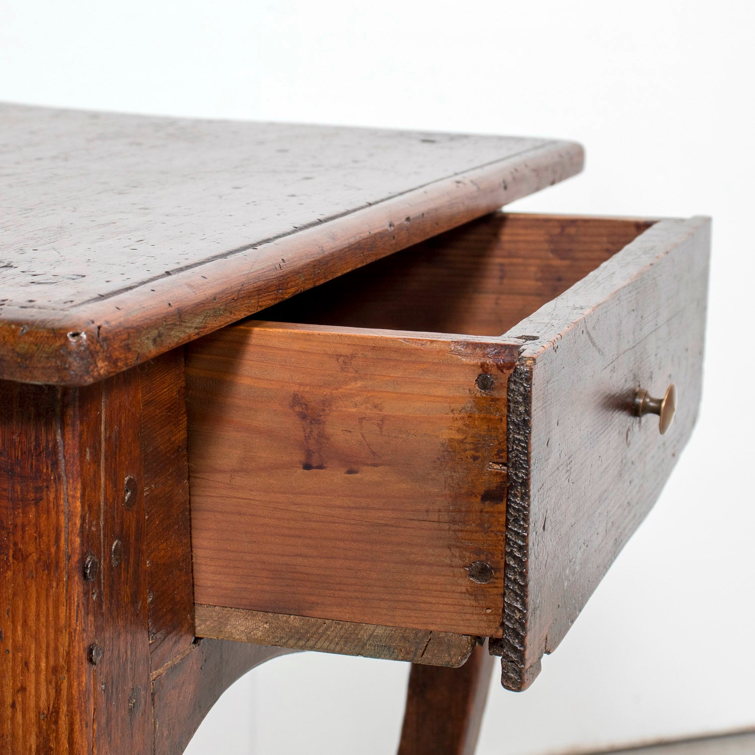 19th Century Louis XV Style French Country Pine Side Table with Drawer