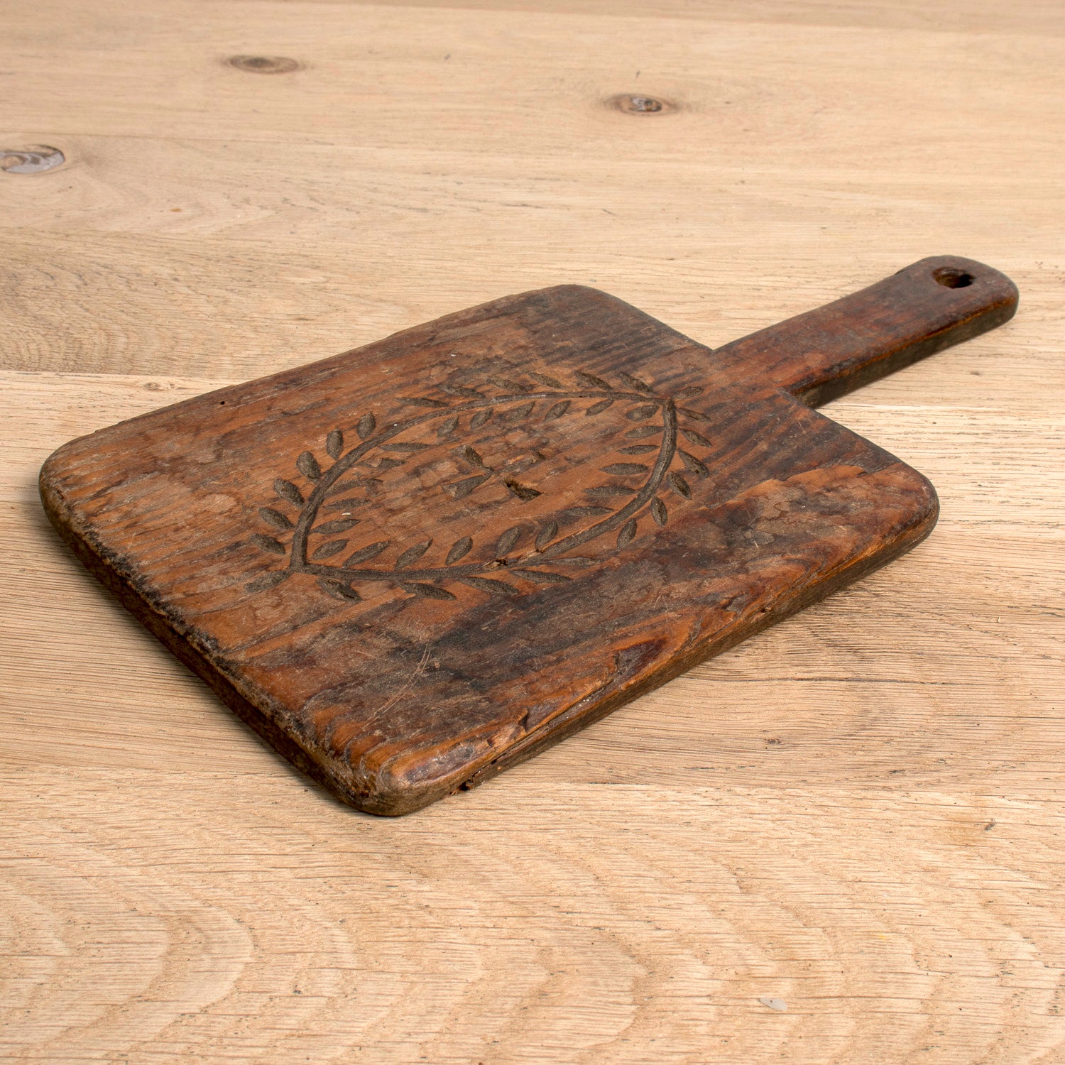 Small 19th Century French Antique Rustic Bread Board or Cutting Board with Carved Cross