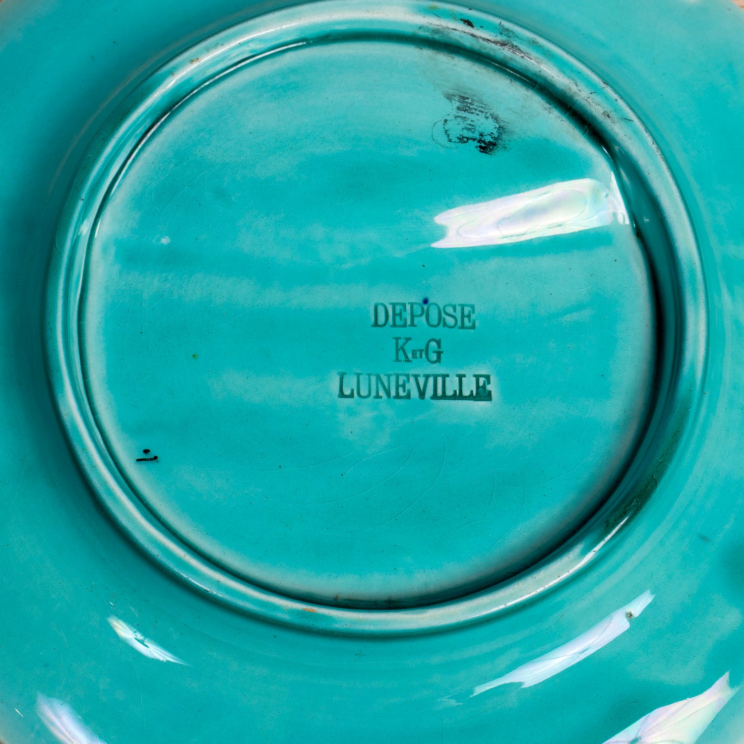 Set of Six 19th Century French Majolica Asparagus Plates by Keller & Guérin Lunéville