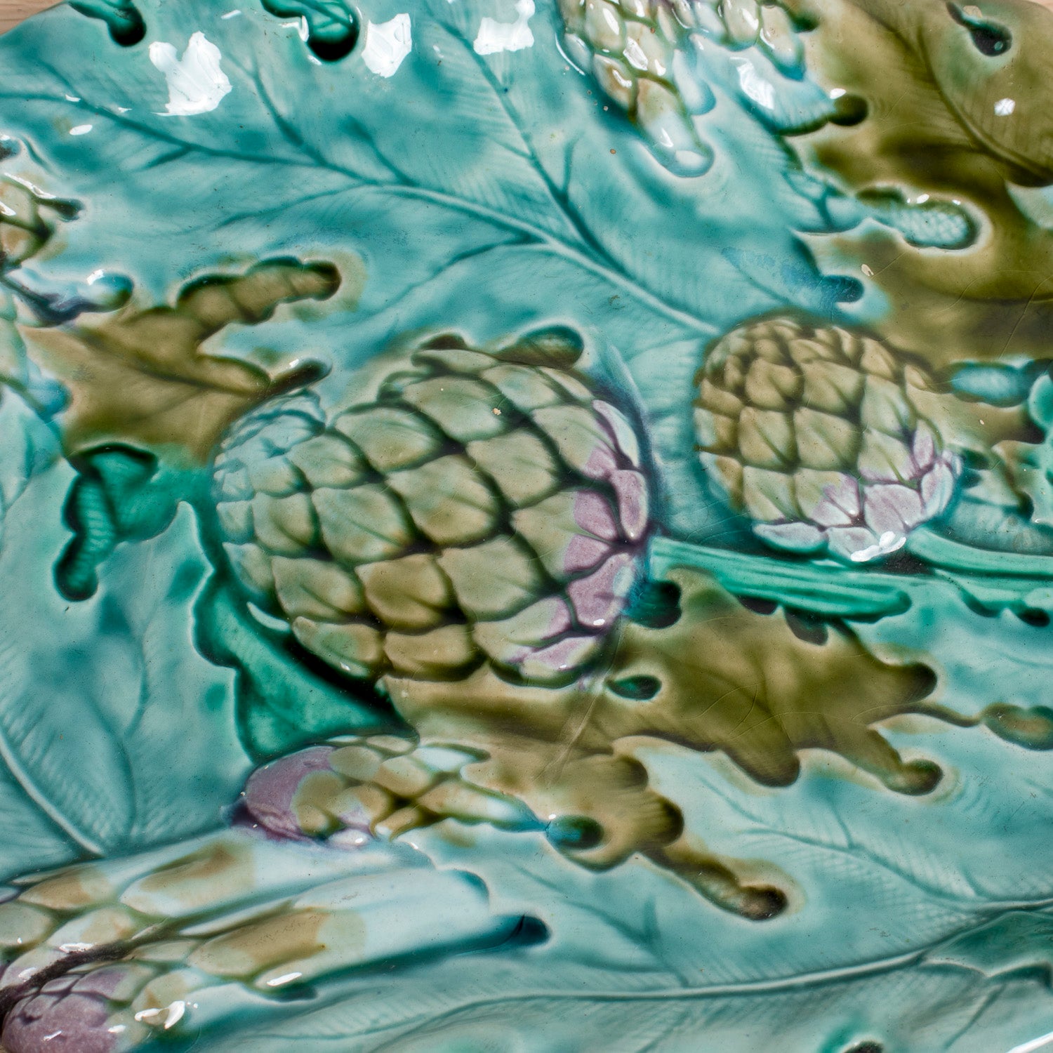 19th Century French Majolica Asparagus Cradle and Platter by Keller & Guérin Lunéville