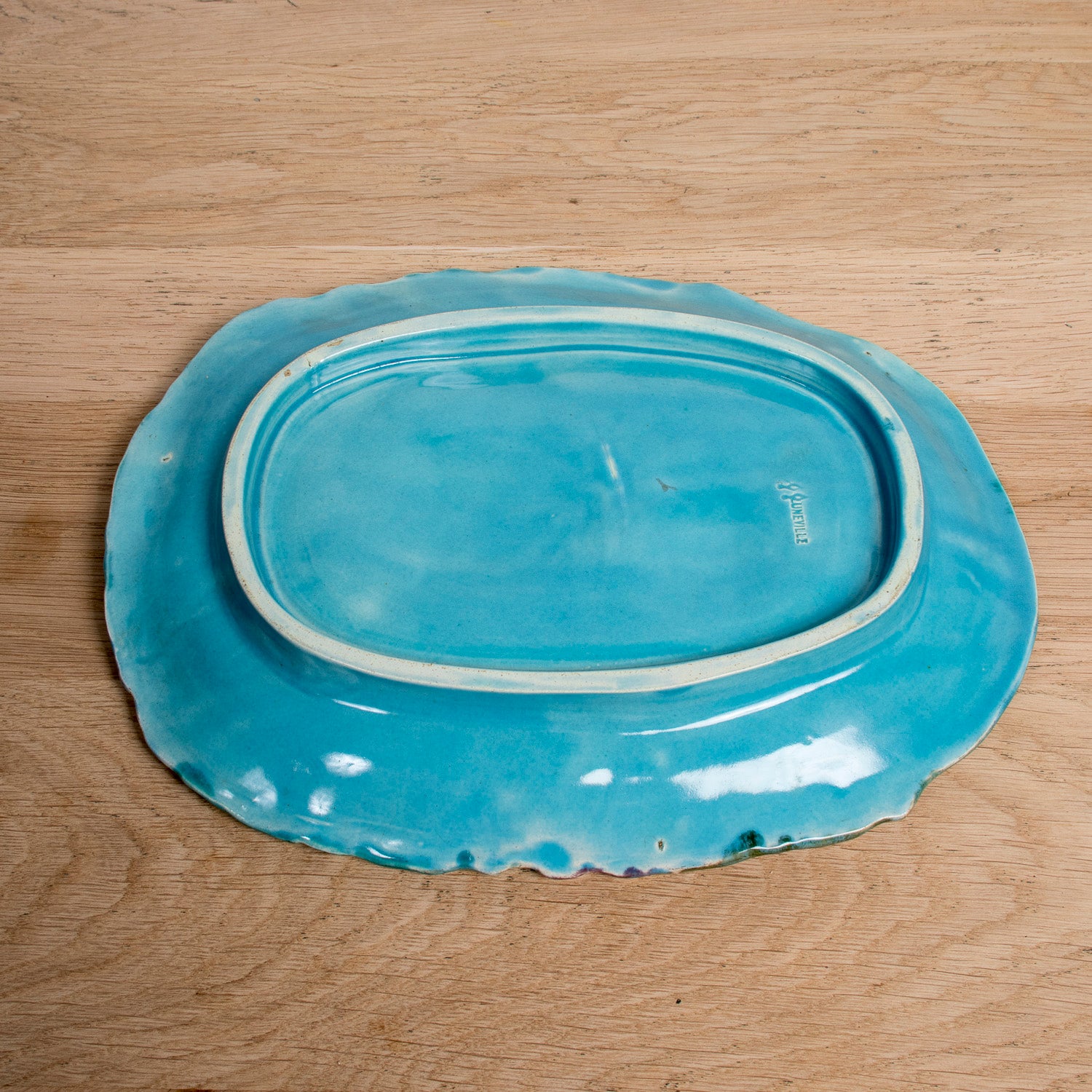 19th Century French Majolica Asparagus Cradle and Platter by Keller & Guérin Lunéville