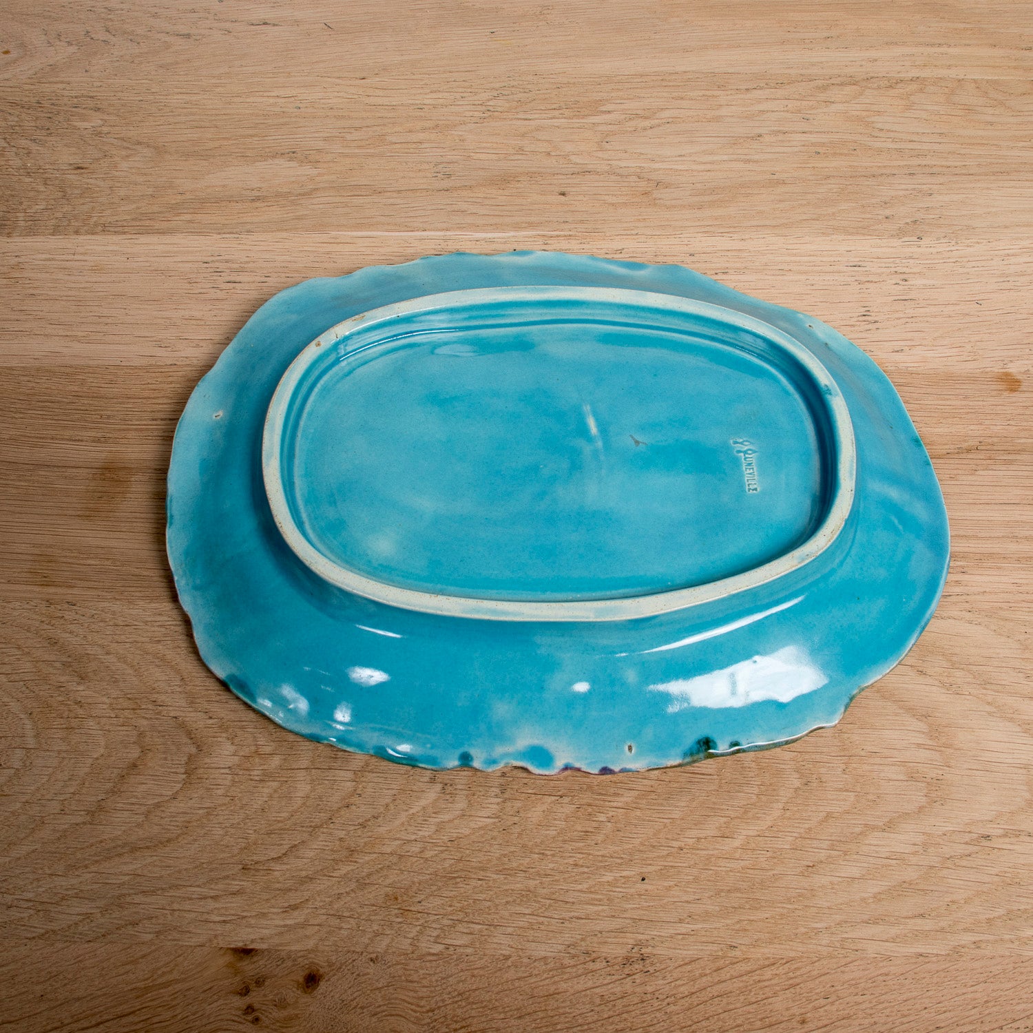 19th Century French Majolica Asparagus Cradle and Platter by Keller & Guérin Lunéville