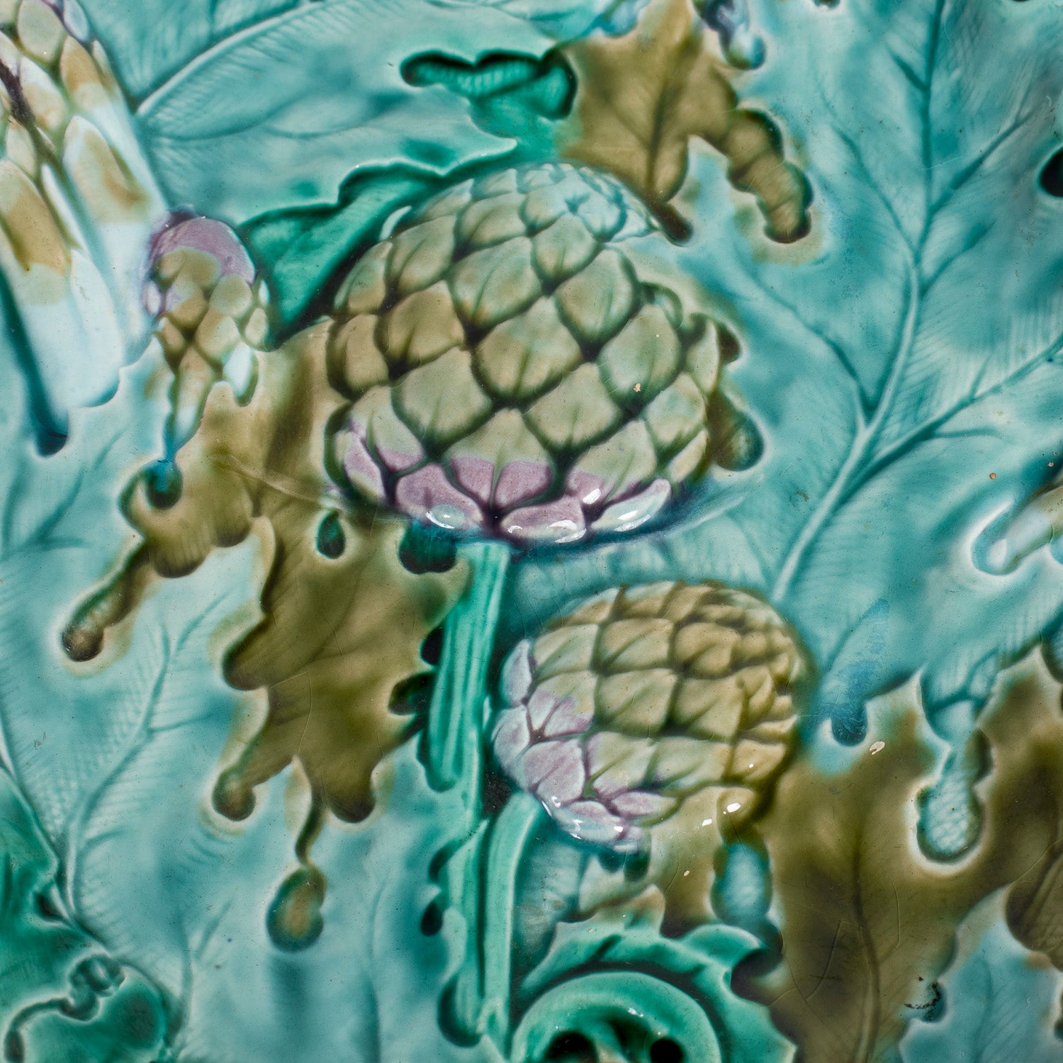 19th Century French Majolica Asparagus Cradle and Platter by Keller & Guérin Lunéville