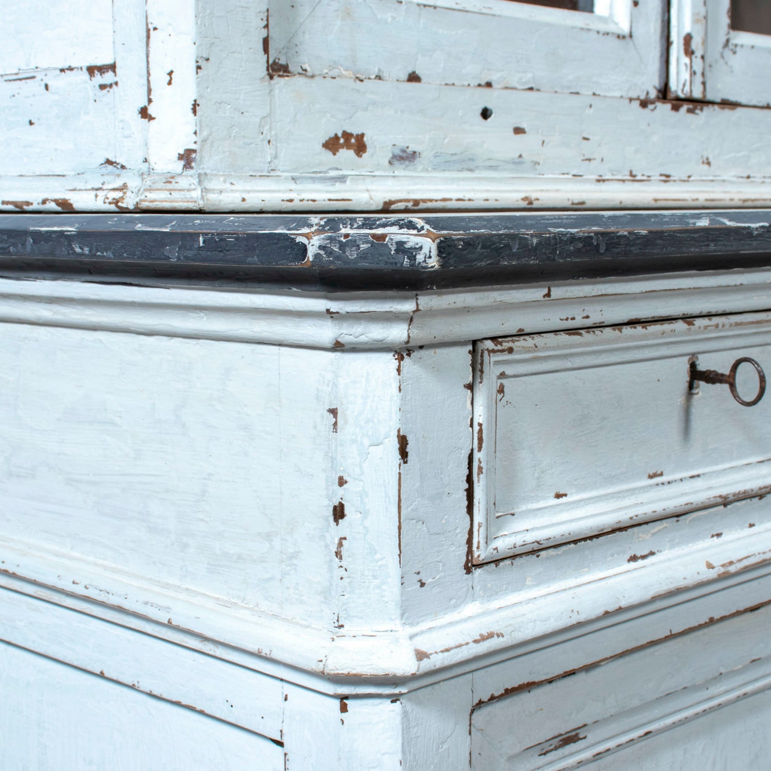 Mid-19th Century French Louis Philippe Period Painted Bookcase/Buffet Deux Corps