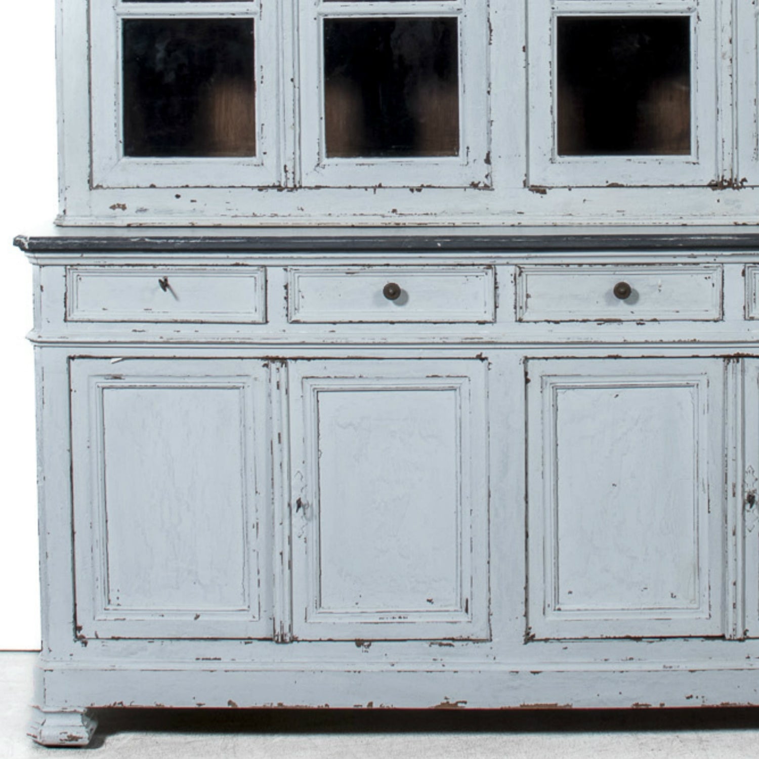 Mid-19th Century French Louis Philippe Period Painted Bookcase/Buffet Deux Corps