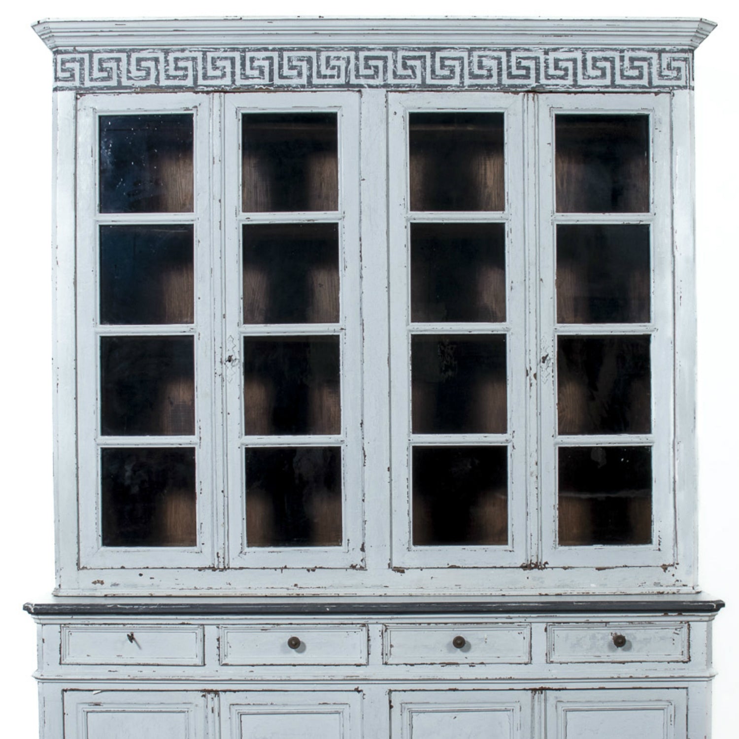 Mid-19th Century French Louis Philippe Period Painted Bookcase/Buffet Deux Corps