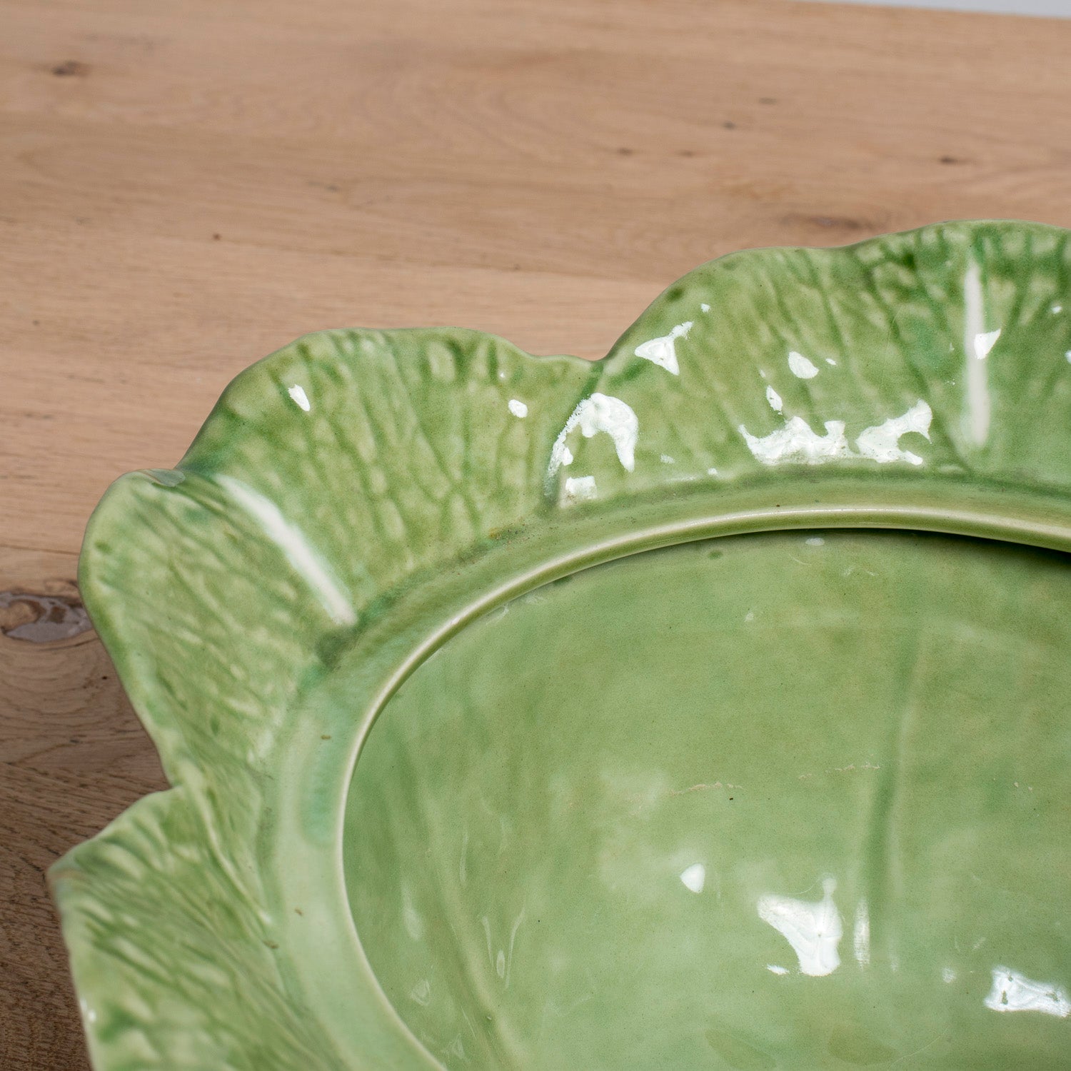 Vintage Caldas da Rainha Portuguese Cabbage Tureen with Lid, signed F. Mendes