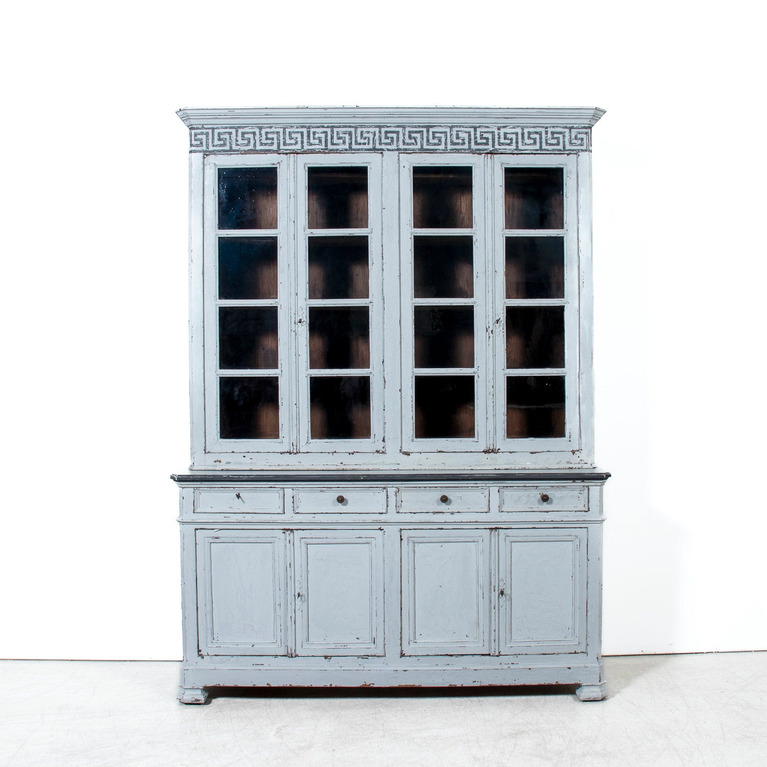 Mid-19th Century French Louis Philippe Period Painted Bookcase/Buffet Deux Corps