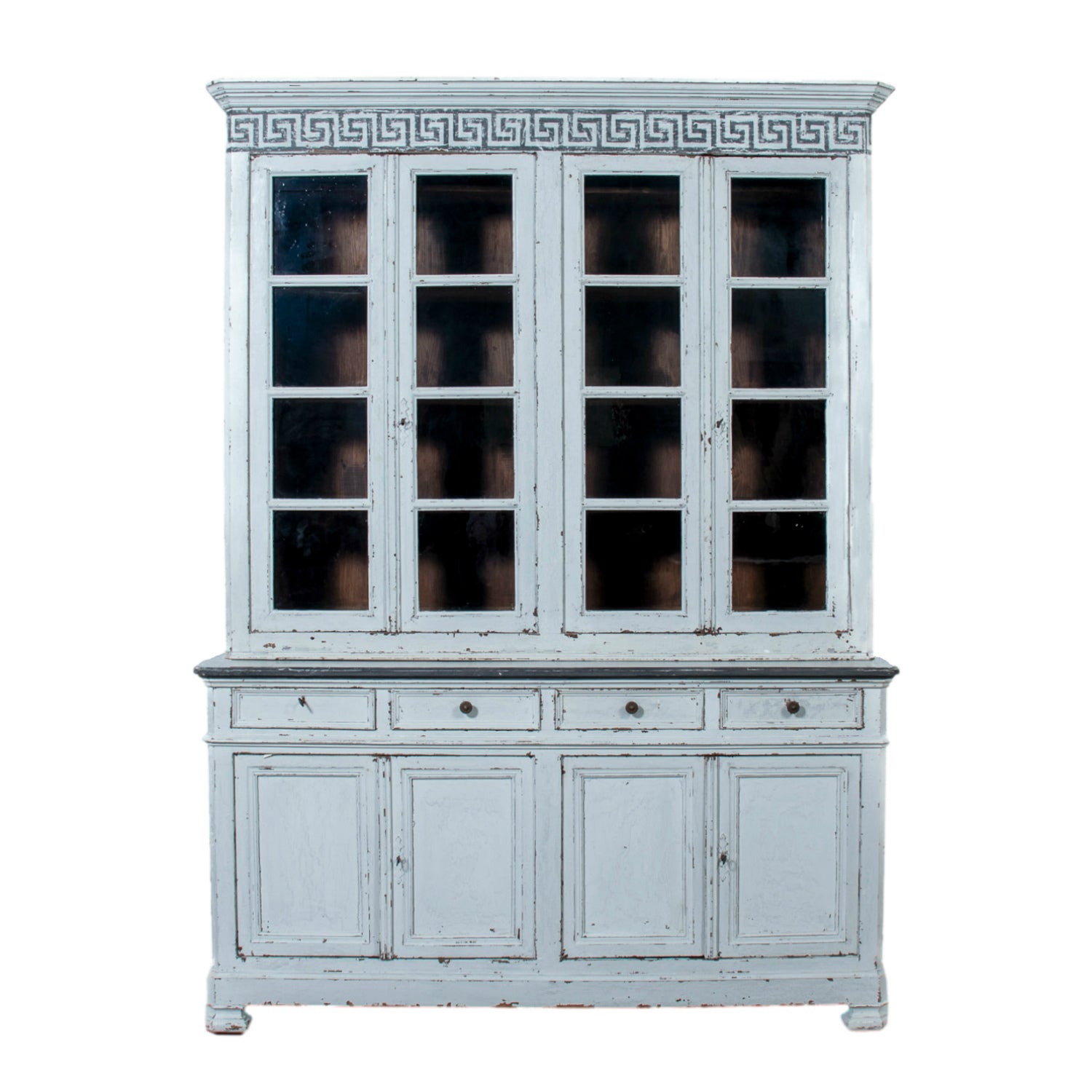 Mid-19th Century French Louis Philippe Period Painted Bookcase/Buffet Deux Corps