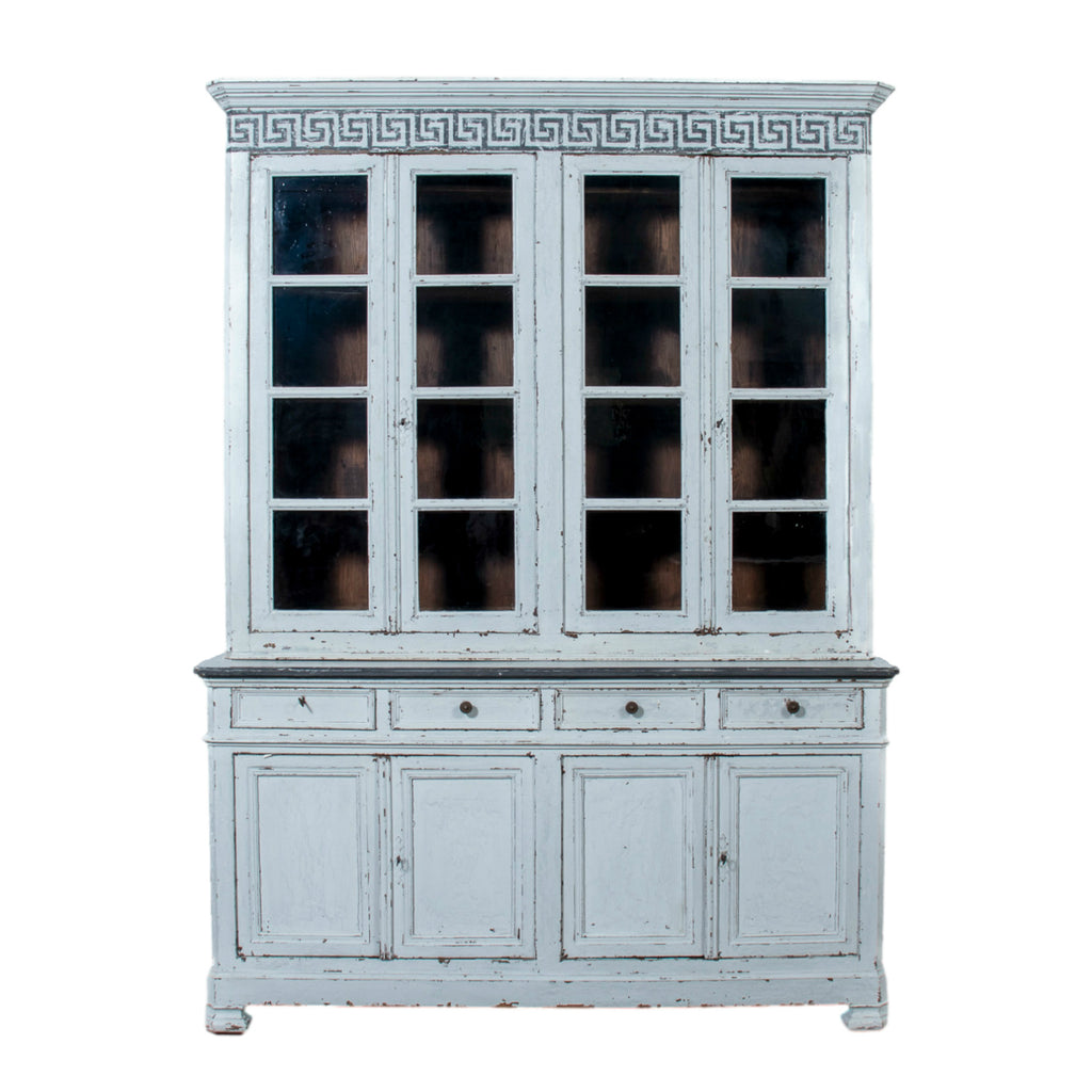 Mid-19th Century French Louis Philippe Period Painted Bookcase/Buffet Deux Corps