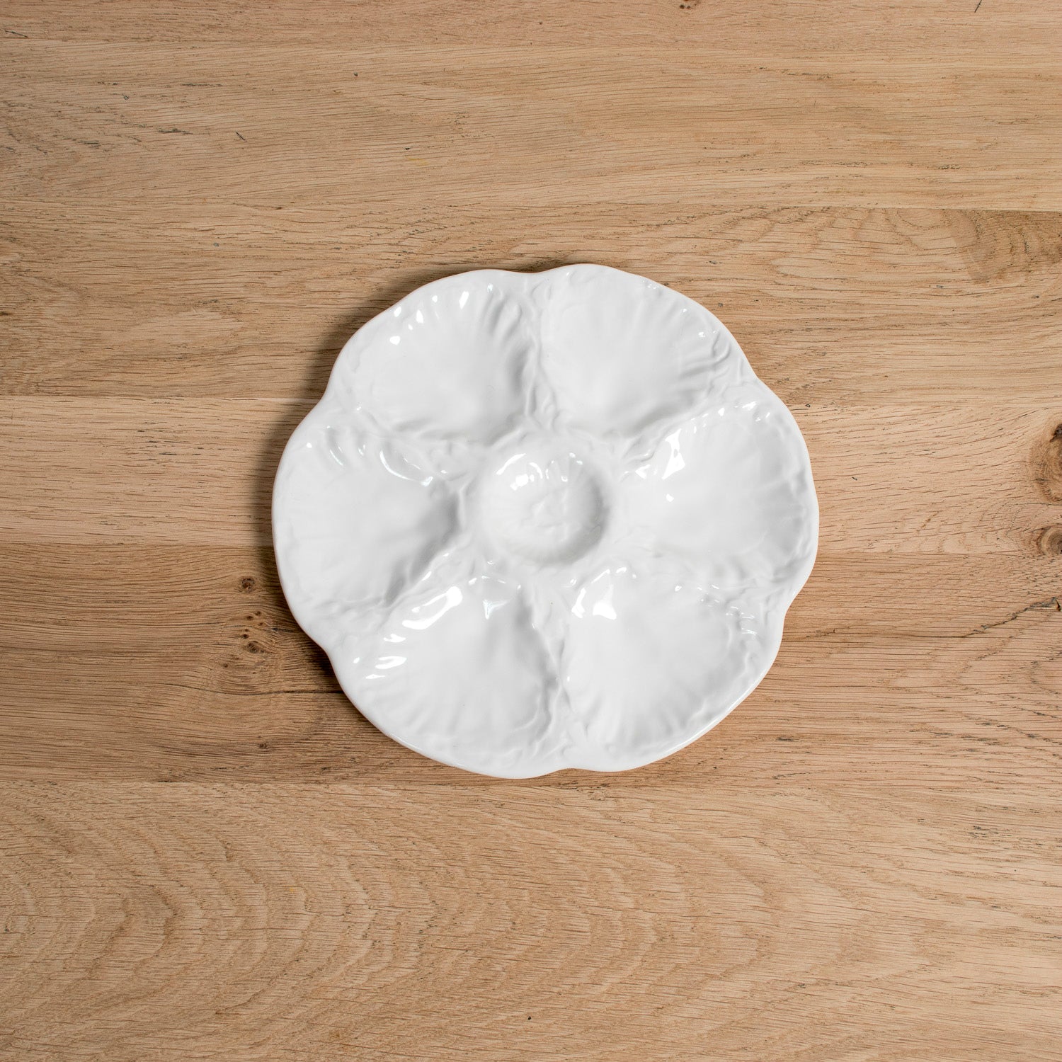 Vintage Gien France White Oyster Plates, Faïence Porcelain, 1940s, Sold Individually