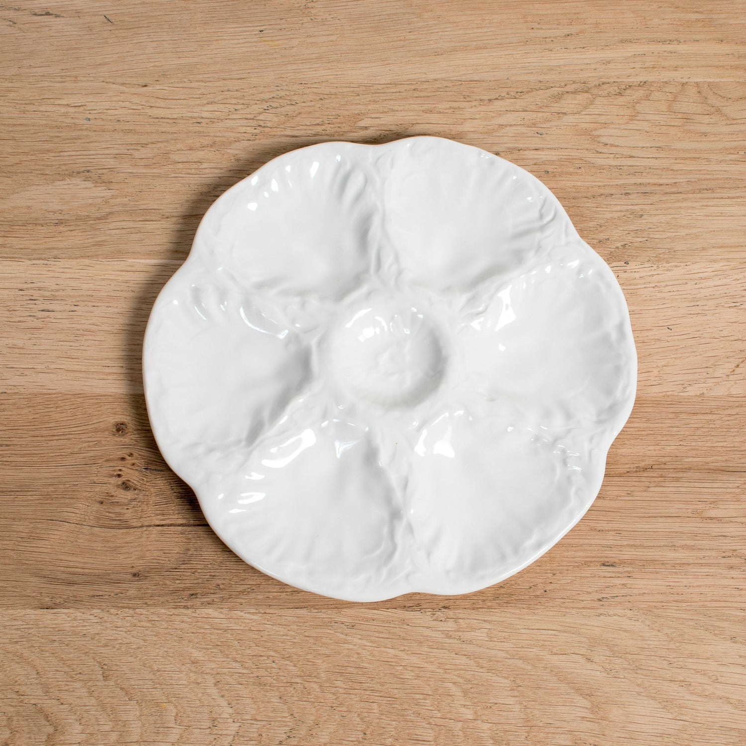 Vintage Gien France White Oyster Plates, Faïence Porcelain, 1940s, Sold Individually