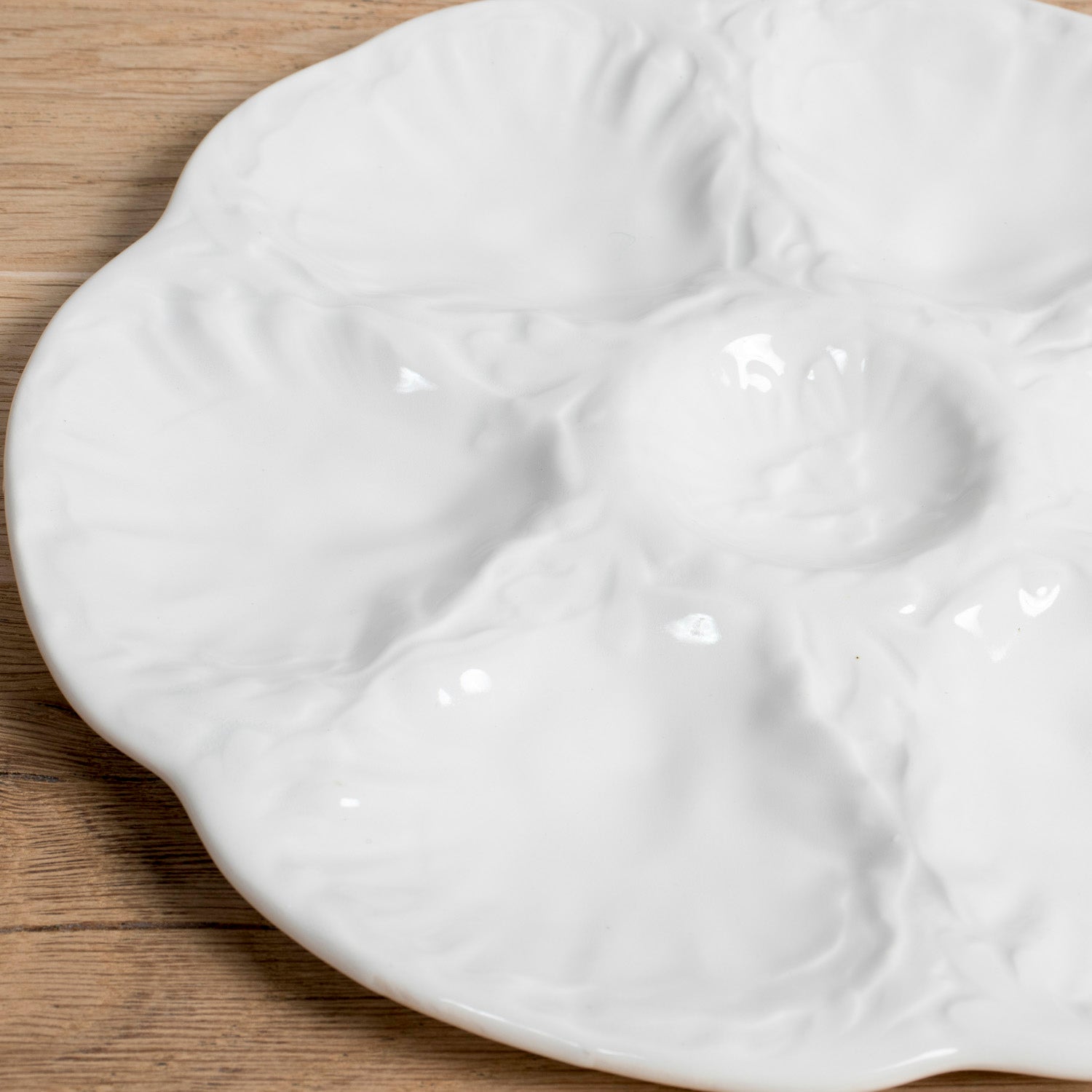 Vintage Gien France White Oyster Plates, Faïence Porcelain, 1940s, Sold Individually