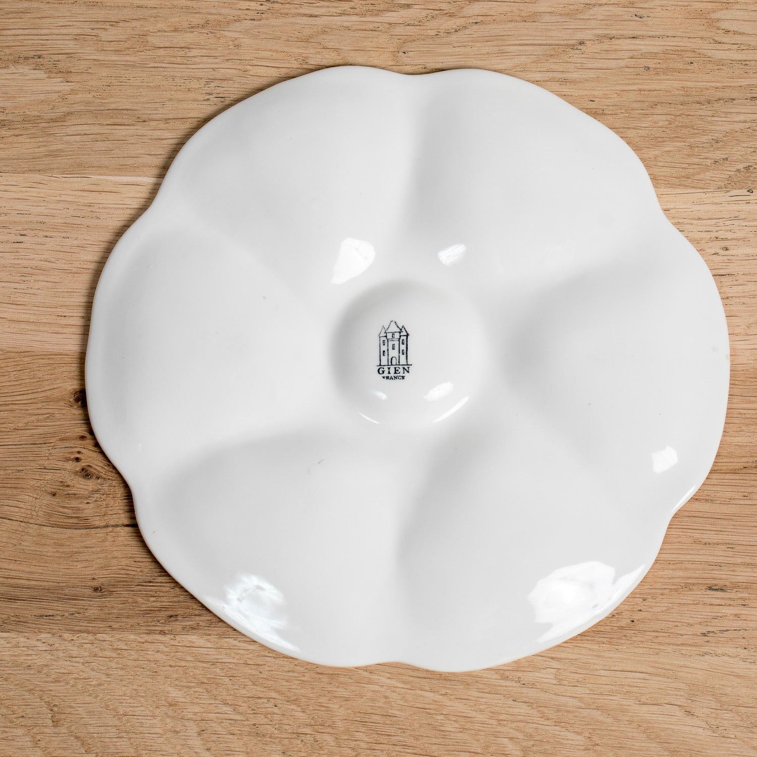 Vintage Gien France White Oyster Plates, Faïence Porcelain, 1940s, Sold Individually