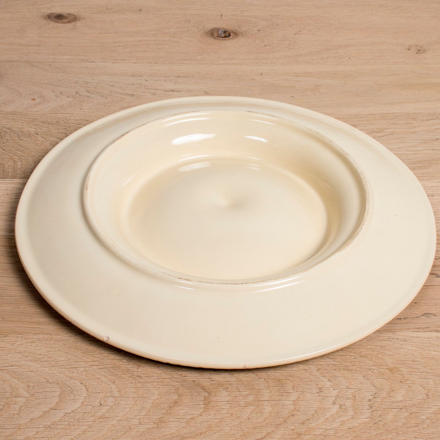 19th Century Antique French Oyster Platter St. Clément Faïence Basketweave & Rope Design