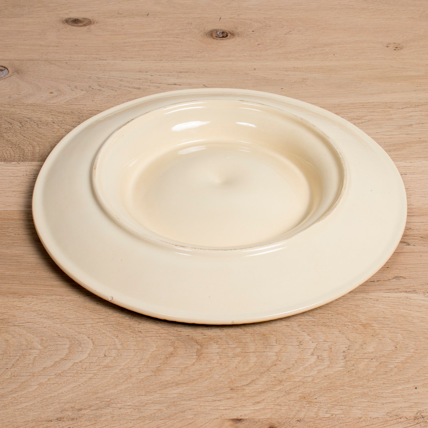 19th Century Antique French Oyster Platter St. Clément Faïence Basketweave & Rope Design