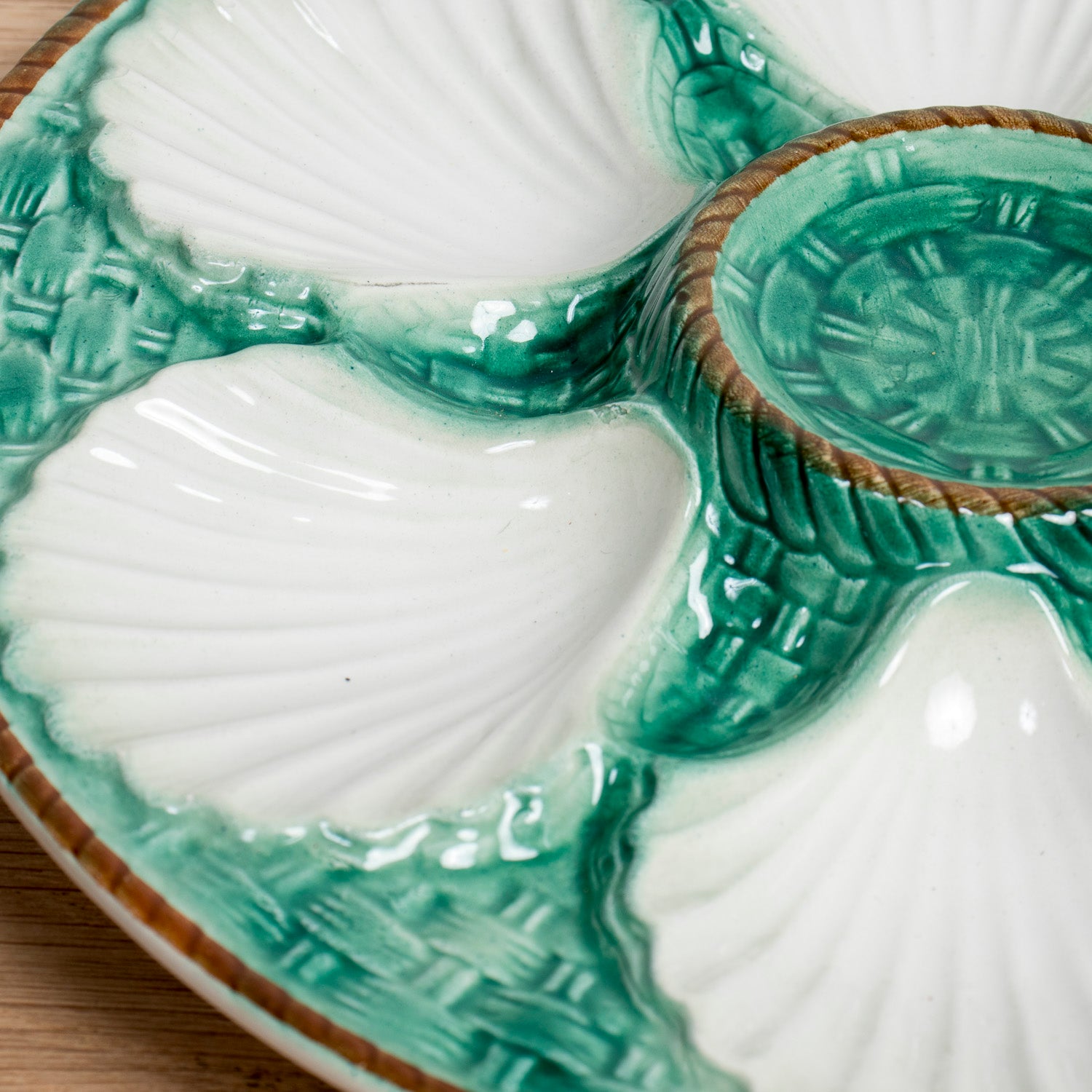 19th Century French St. Clement Basketweave and Rope Oyster Plates, 12 Available