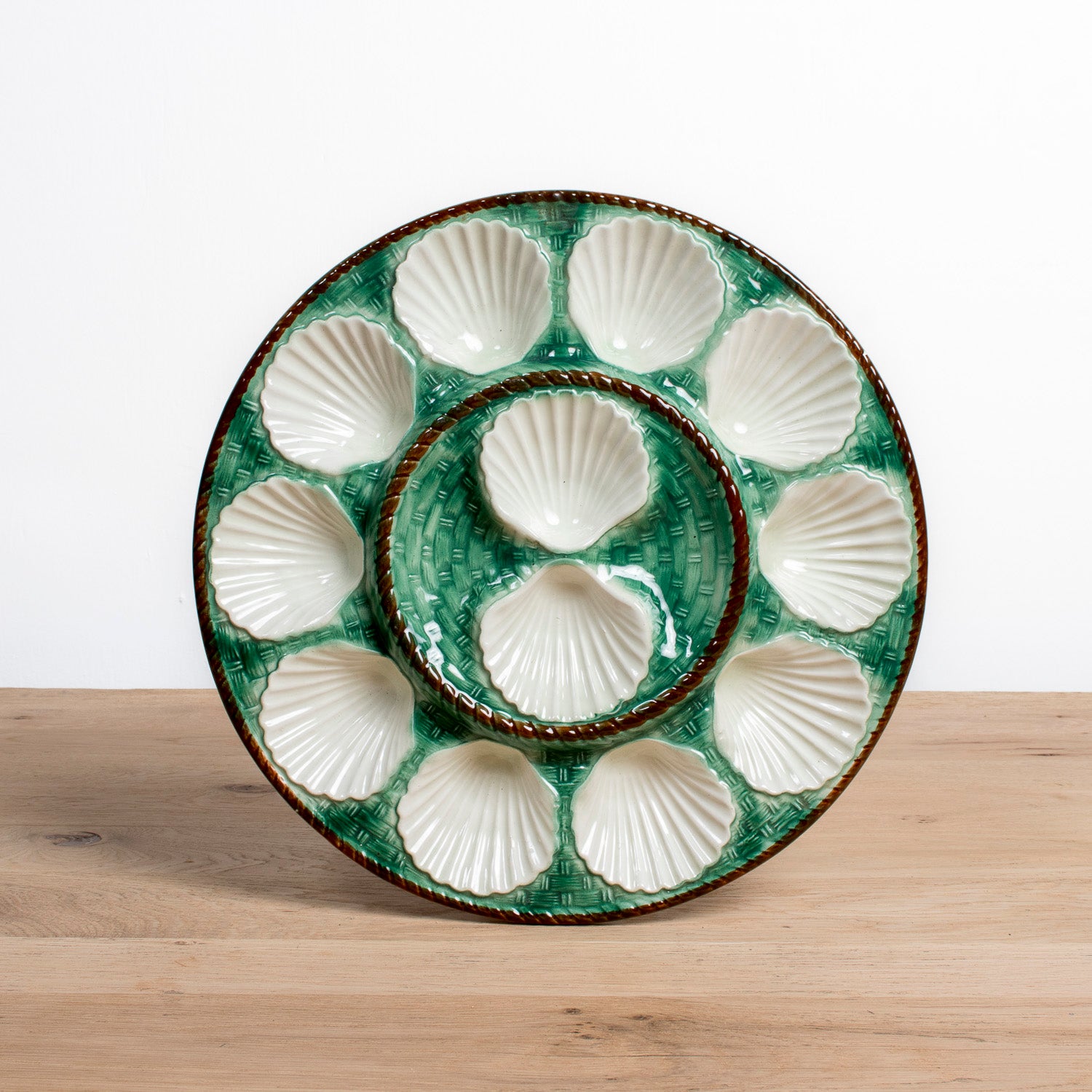 19th Century French St. Clement Basketweave and Rope Oyster Platter or Master Server