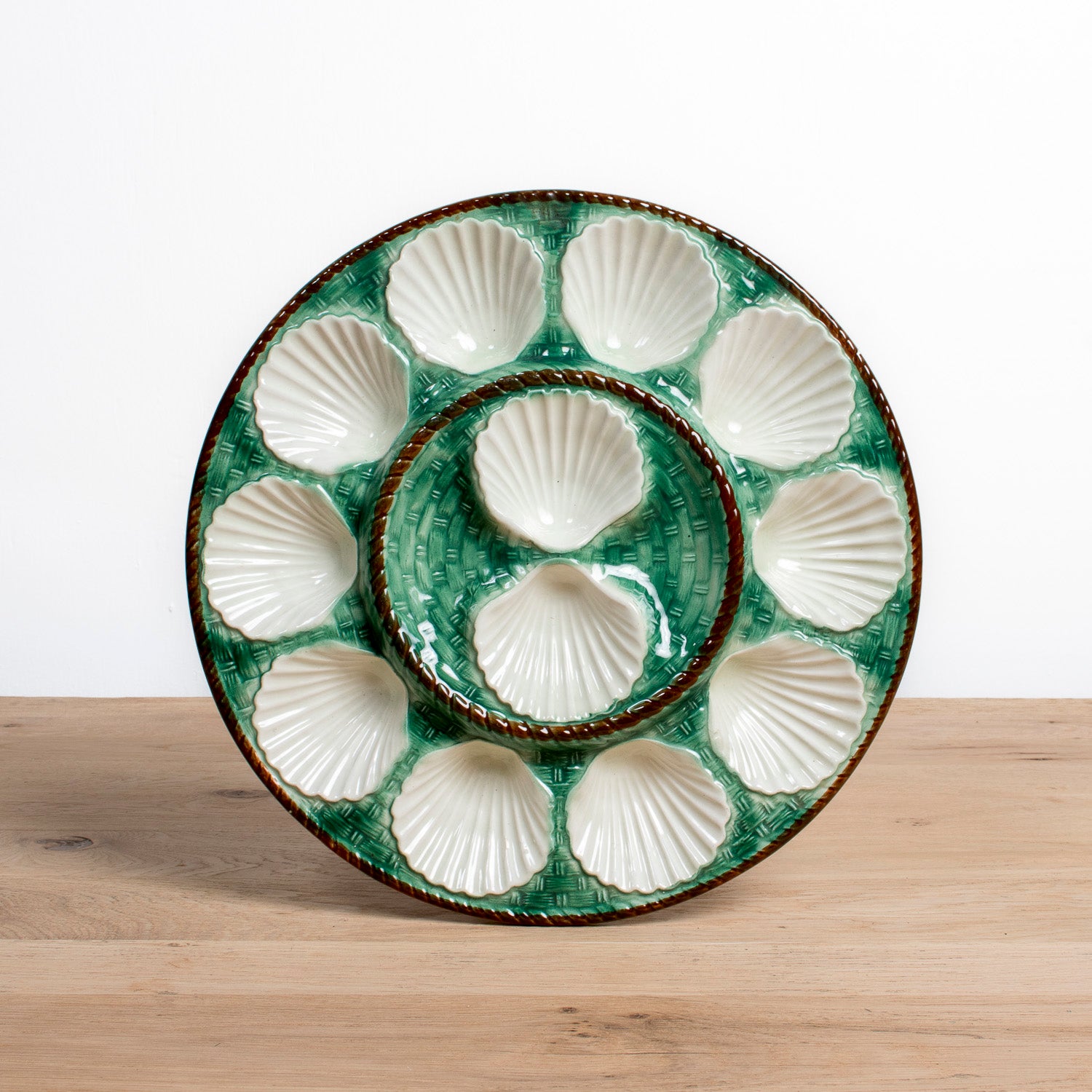 19th Century French St. Clement Basketweave and Rope Oyster Platter or Master Server