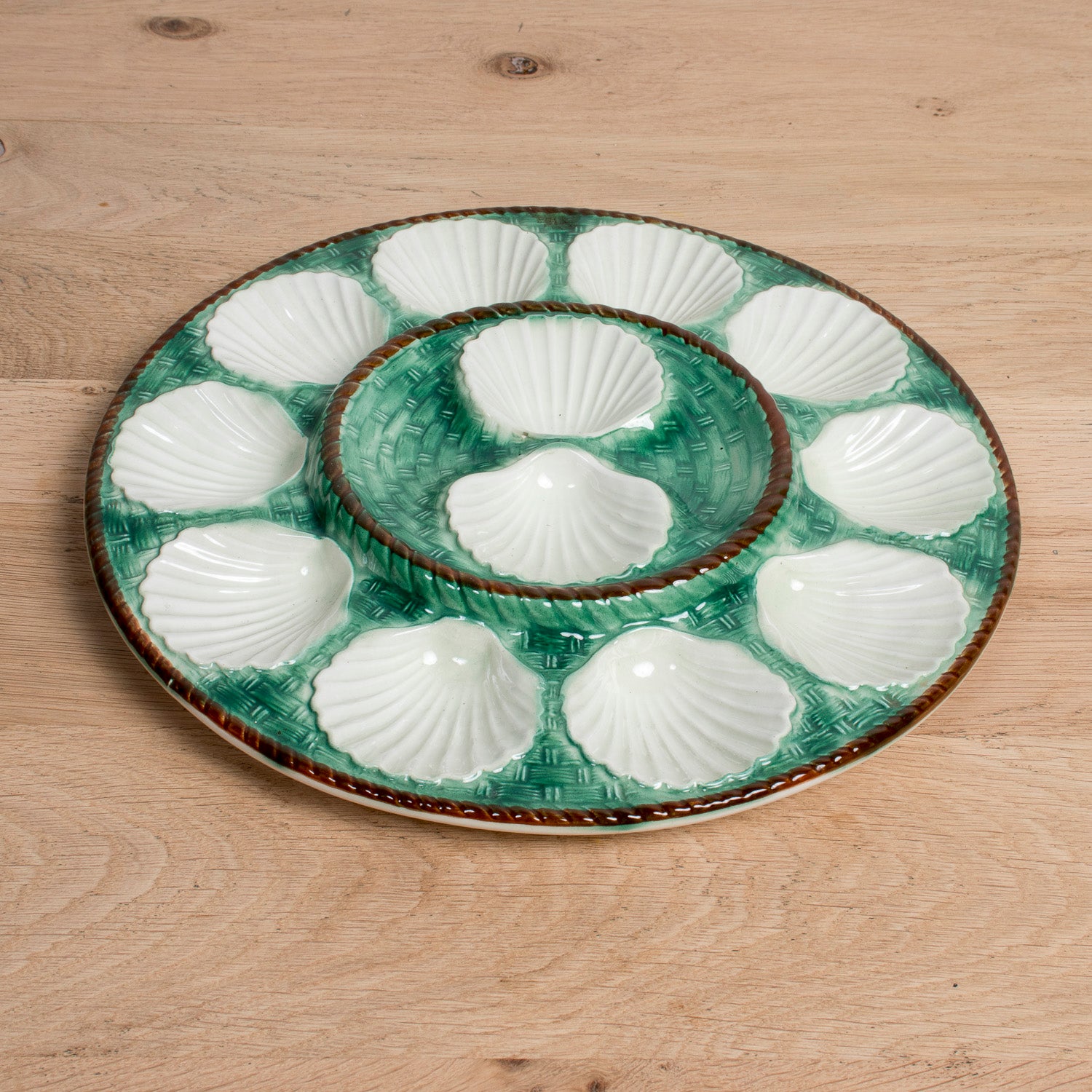 19th Century French St. Clement Basketweave and Rope Oyster Platter or Master Server