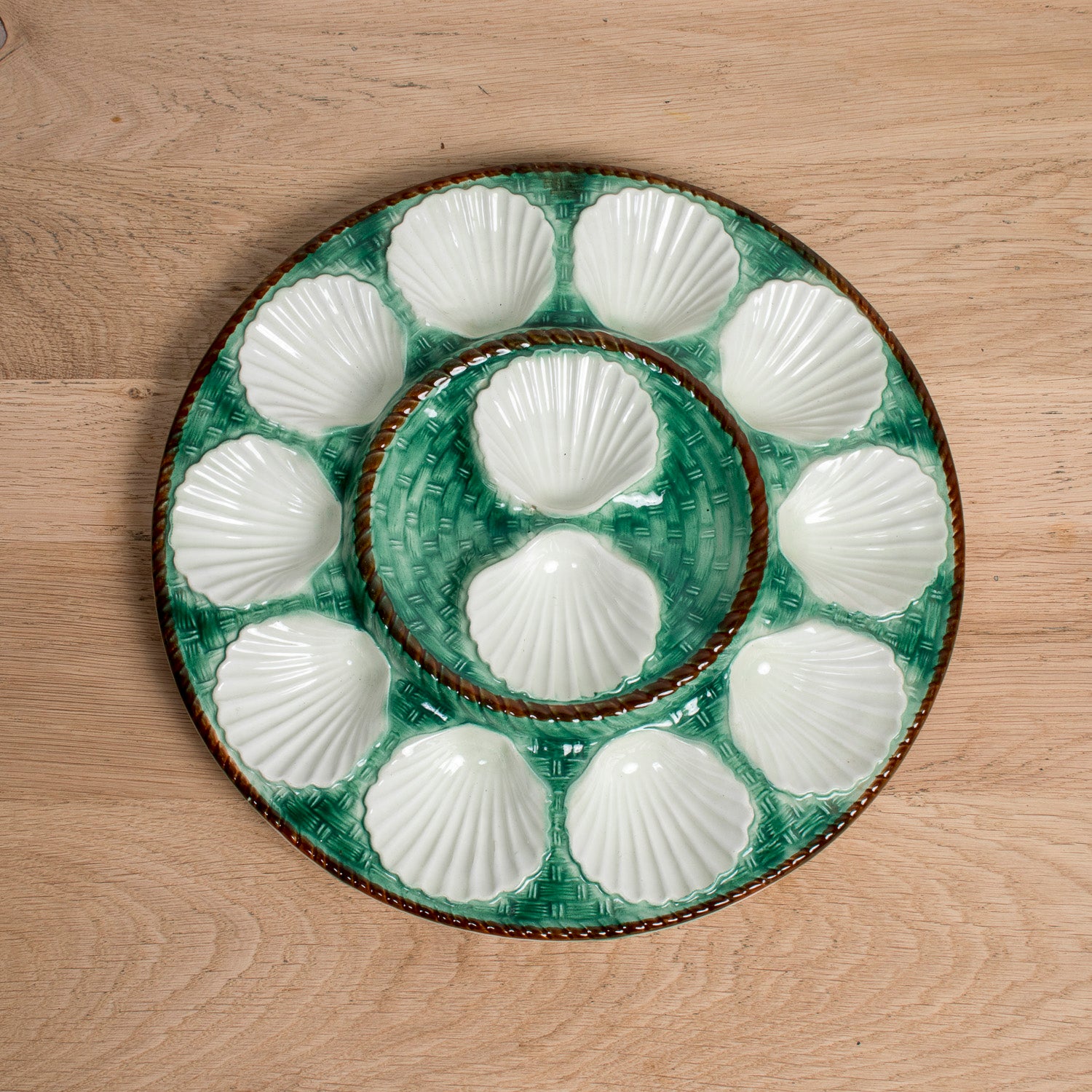 19th Century French St. Clement Basketweave and Rope Oyster Platter or Master Server