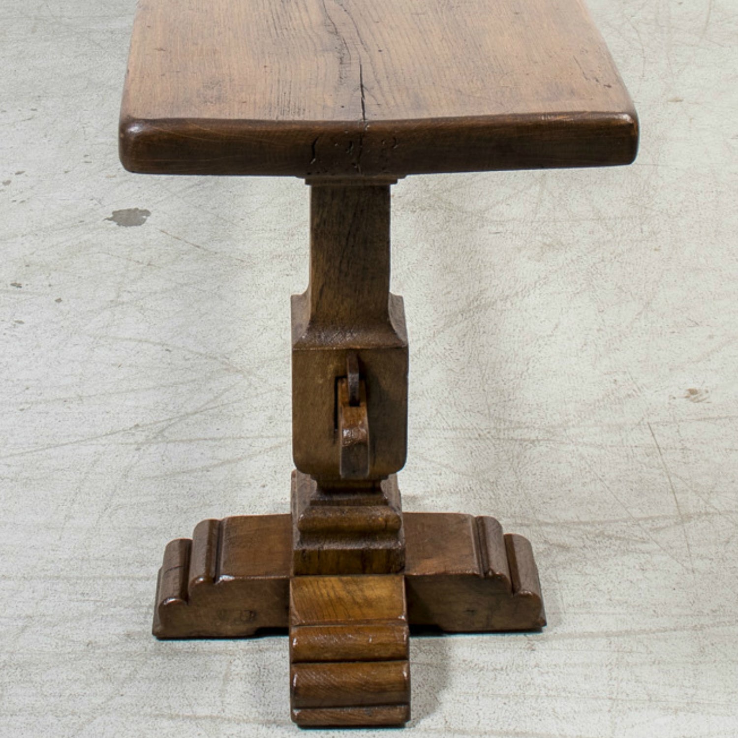 Monumental 19th Century Antique French Monastery Trestle Console Table in Walnut