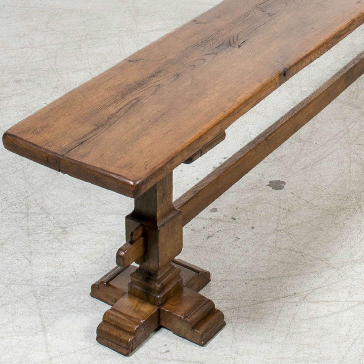 Monumental 19th Century Antique French Monastery Trestle Console Table in Walnut