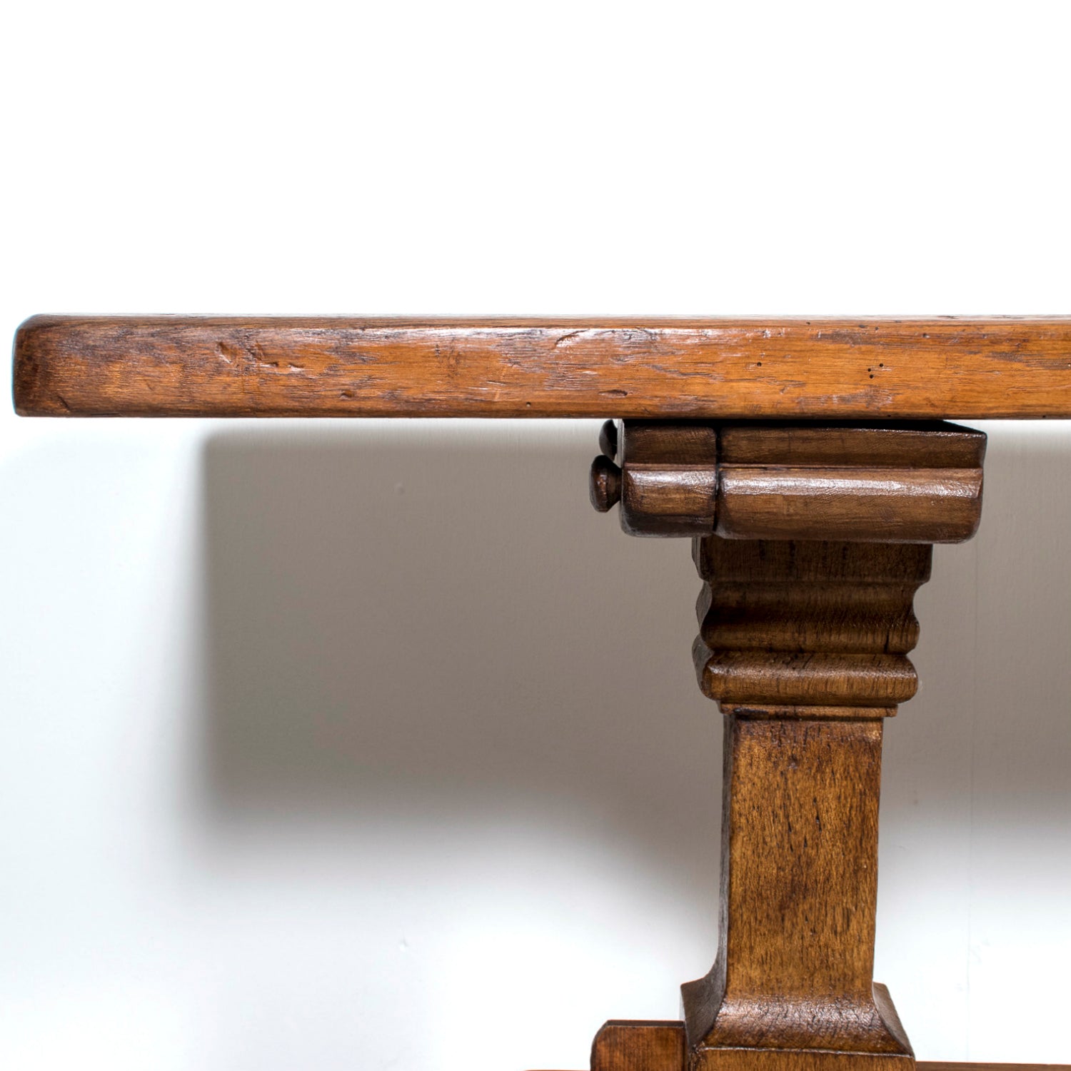 Monumental 19th Century Antique French Monastery Trestle Console Table in Walnut