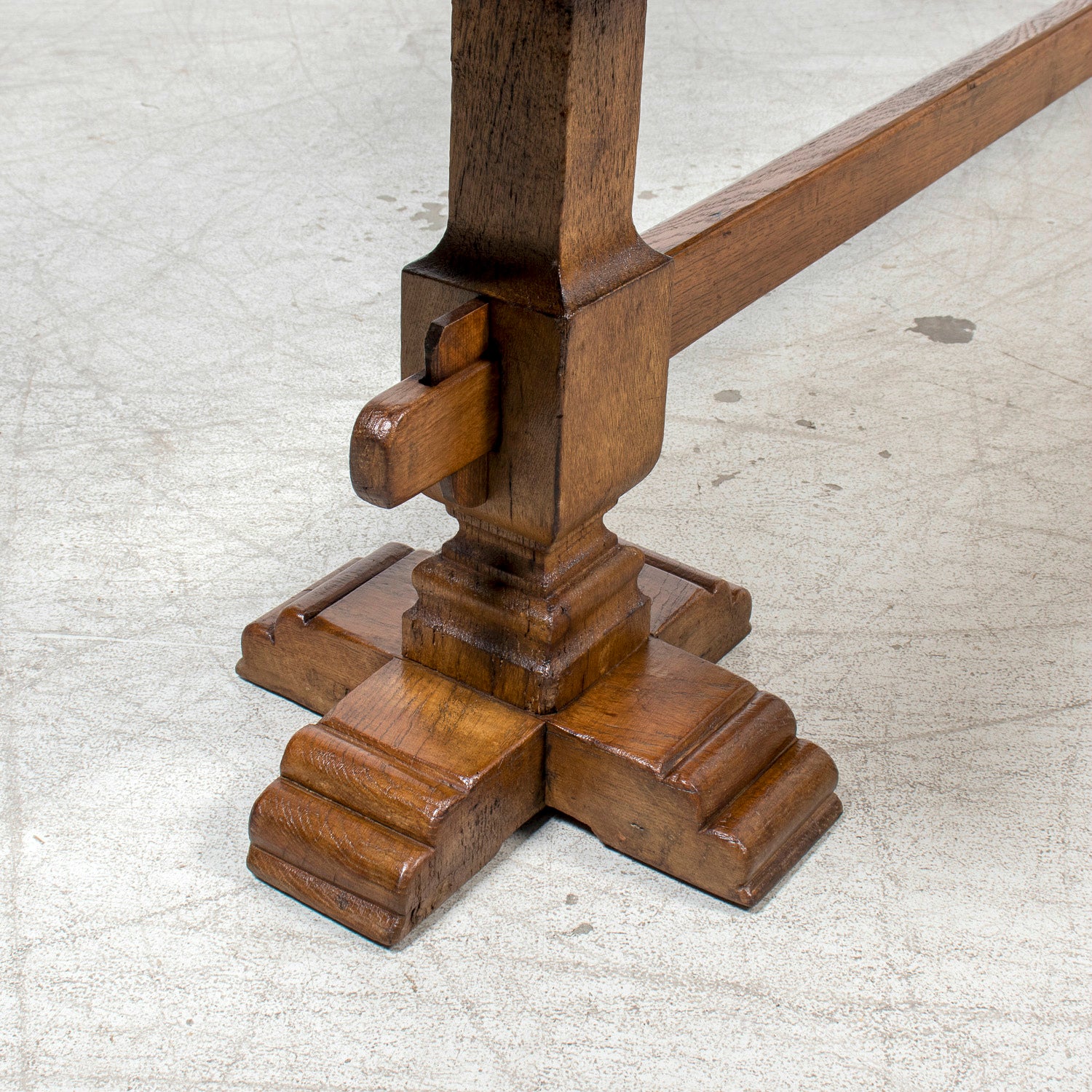 Monumental 19th Century Antique French Monastery Trestle Console Table in Walnut