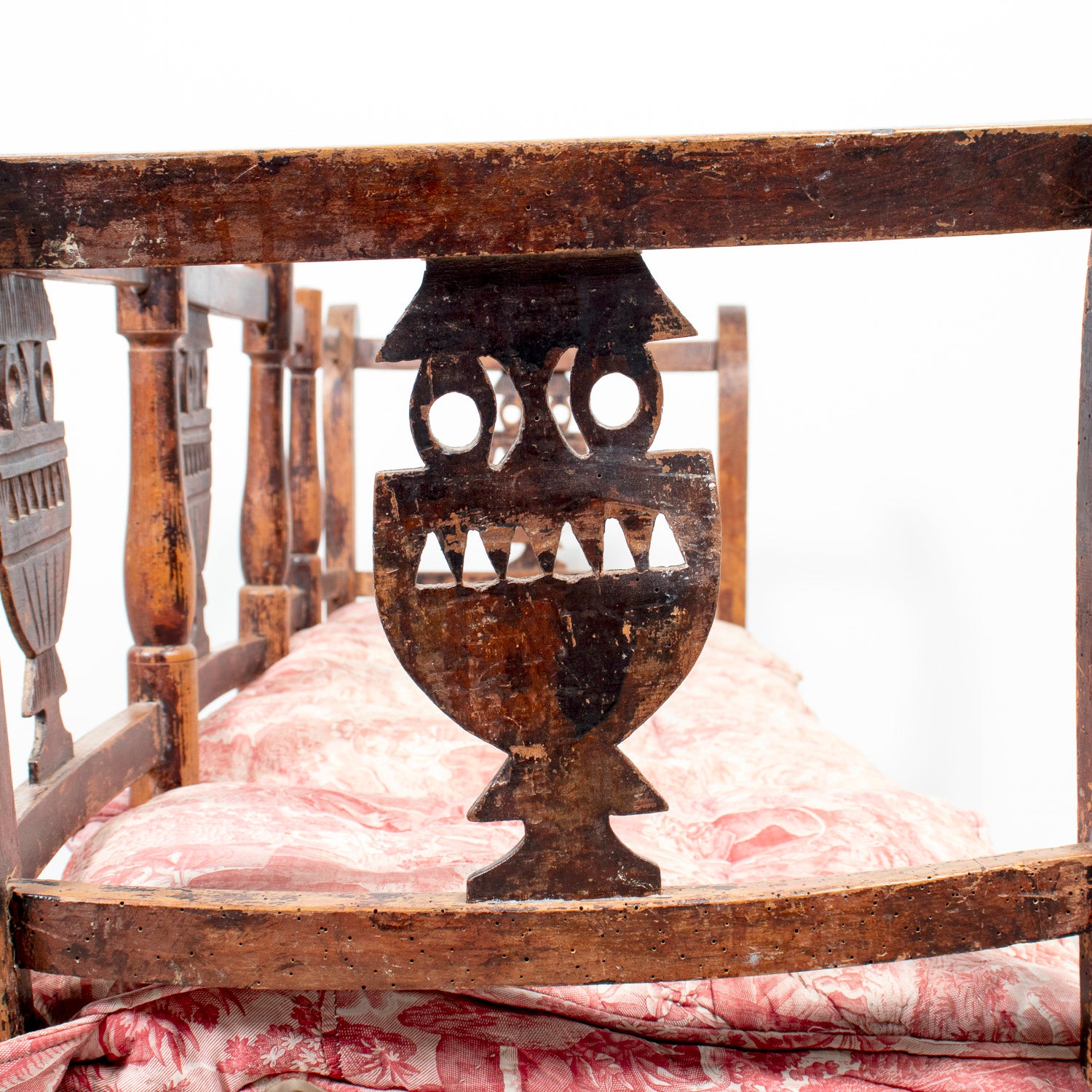 Late 18th Century French Directoire Period Carved Rush Seat Radassier Bench with Cushions