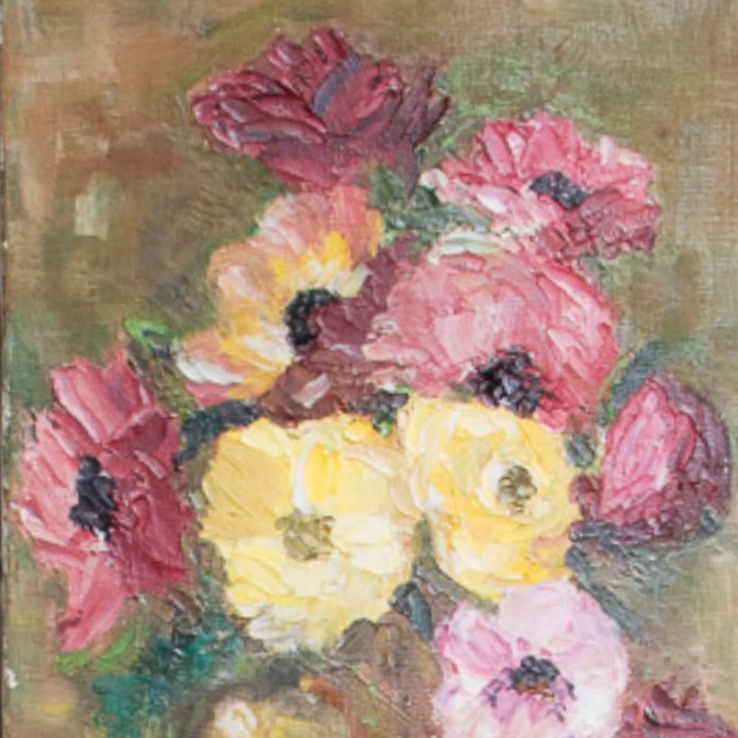 Vintage French Floral Still Life Oil Painting, Signed