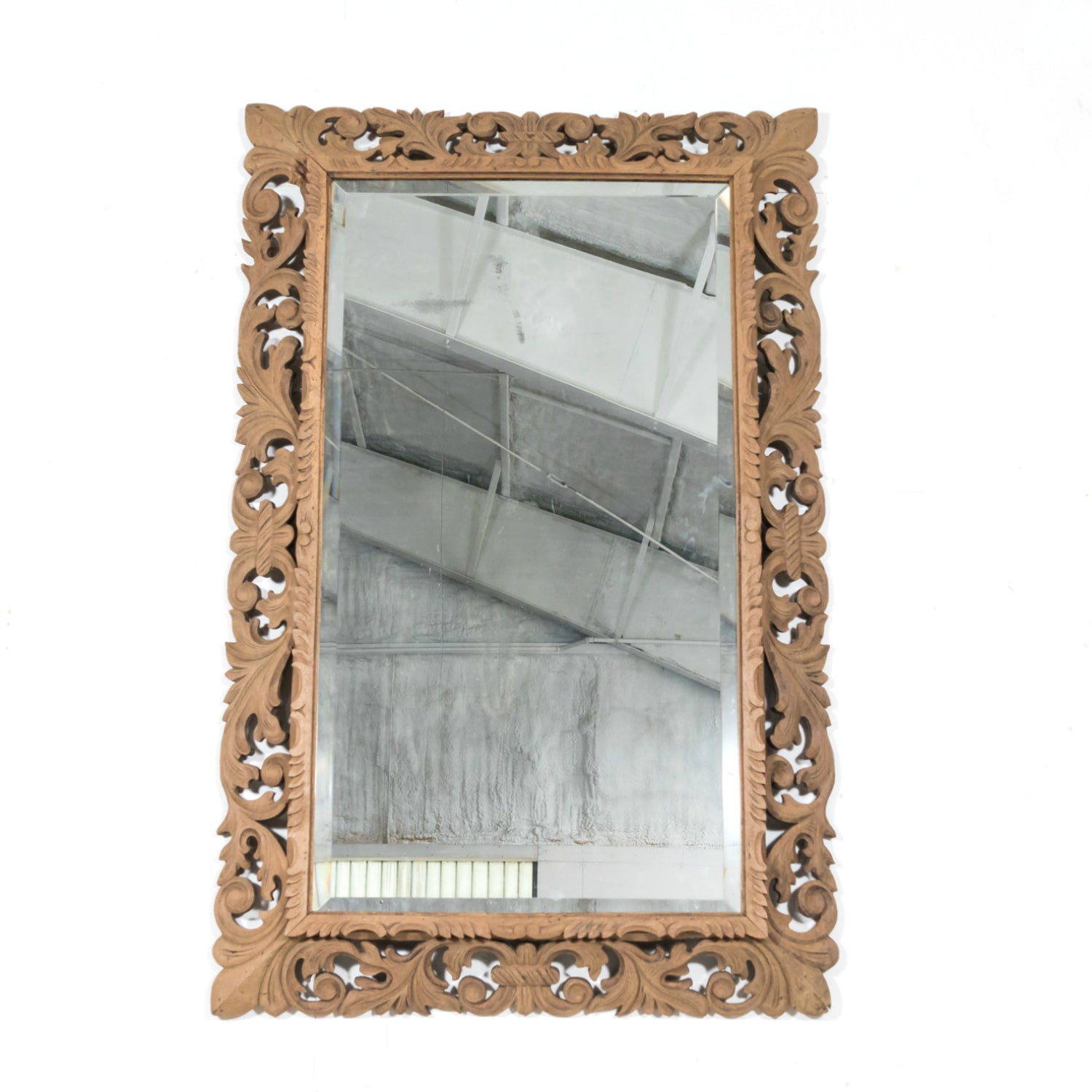 19th Century French Bleached Oak Louis XIV Style Cushion Mirror