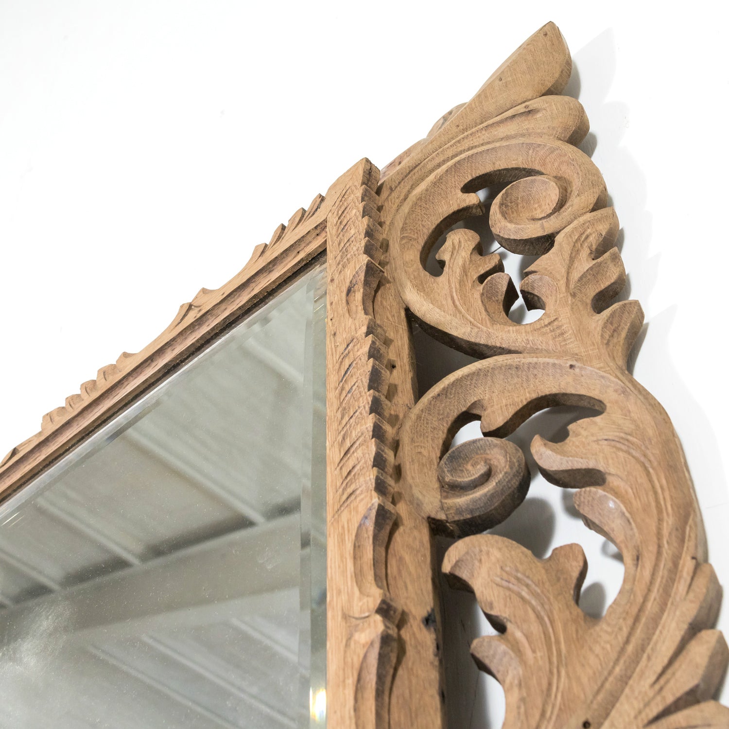 19th Century French Bleached Oak Louis XIV Style Cushion Mirror