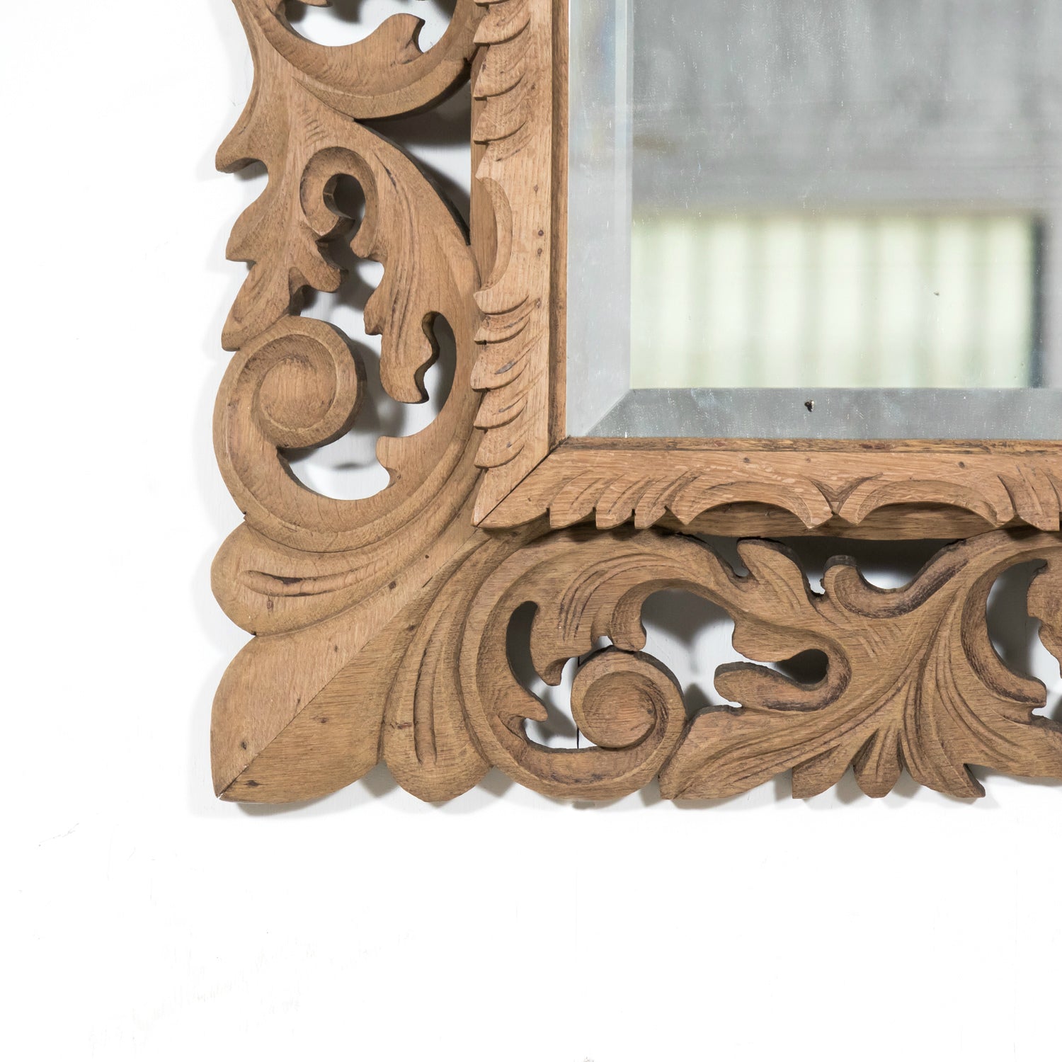 19th Century French Bleached Oak Louis XIV Style Cushion Mirror