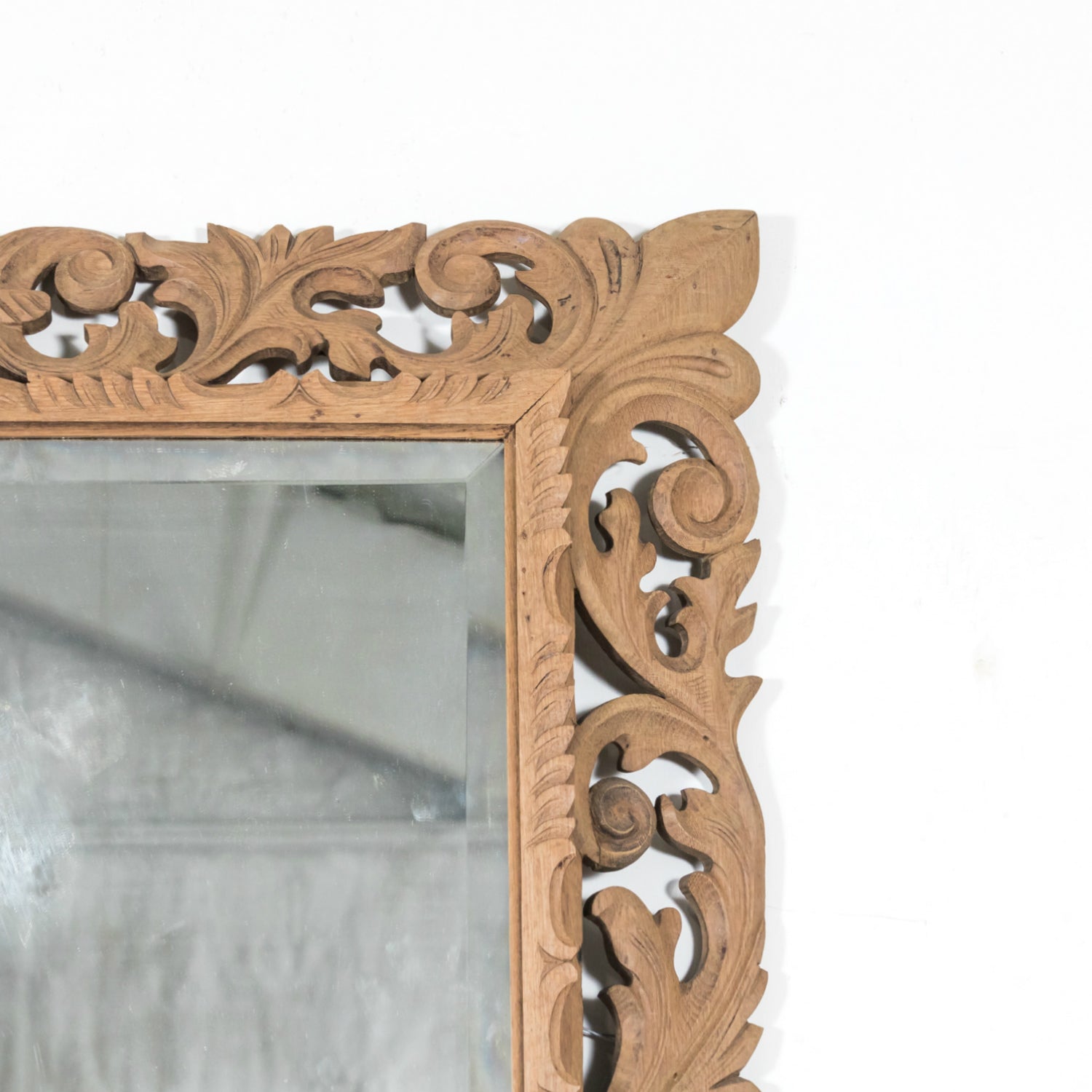 19th Century French Bleached Oak Louis XIV Style Cushion Mirror