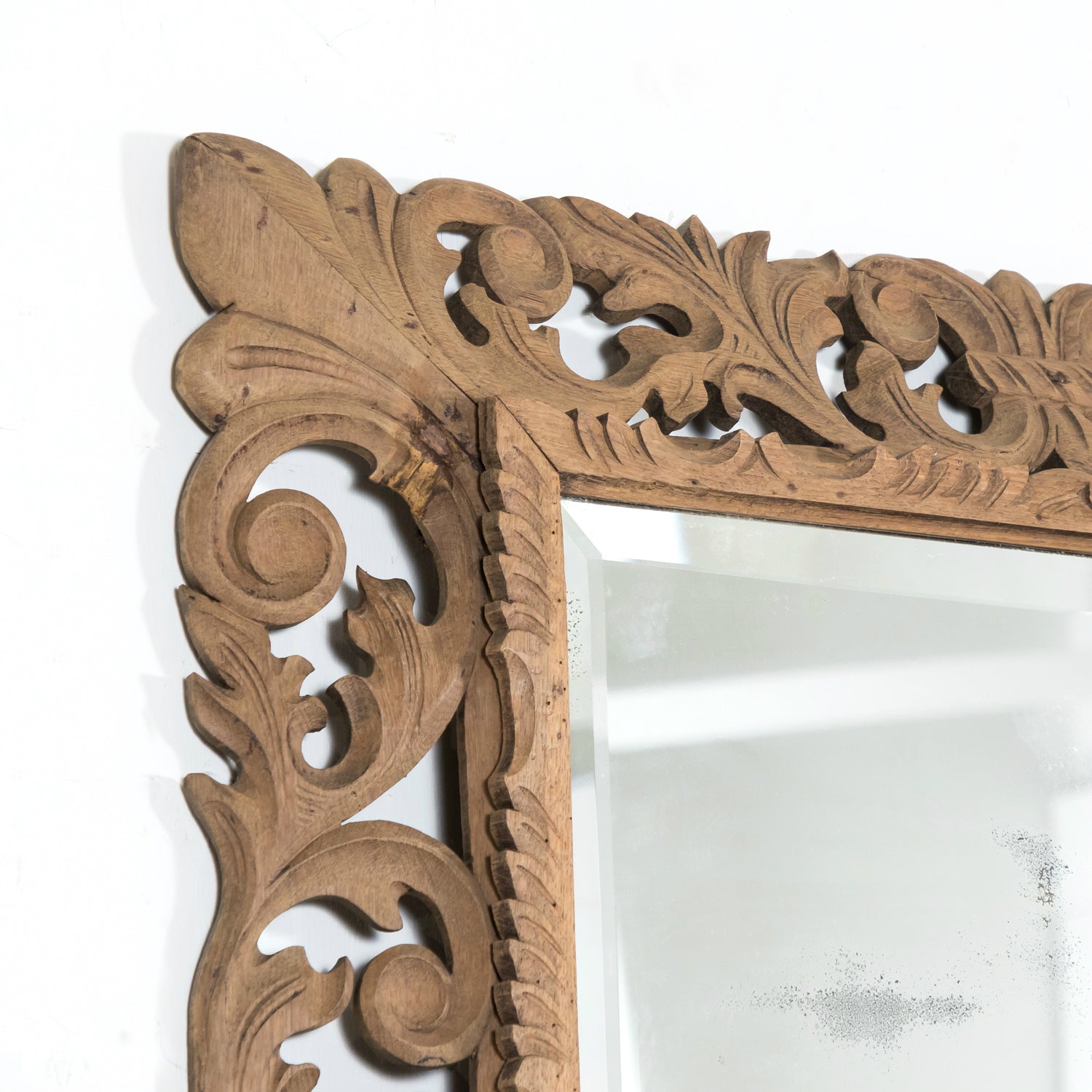 19th Century French Bleached Oak Louis XIV Style Cushion Mirror